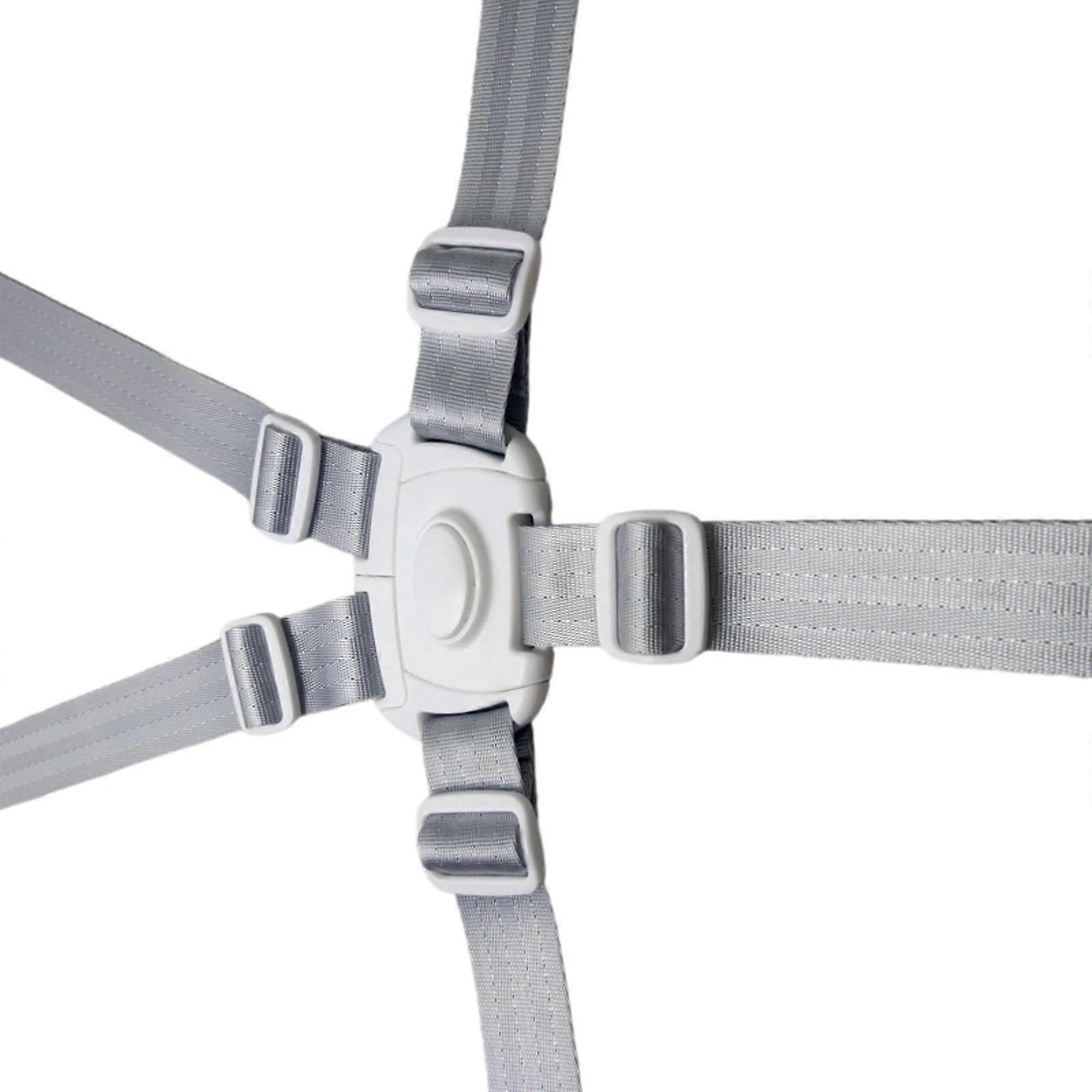 Comfortable 5point baby harness for strollers, prams, chairs, baby carriages, pushchairs, made of white polyester webbing