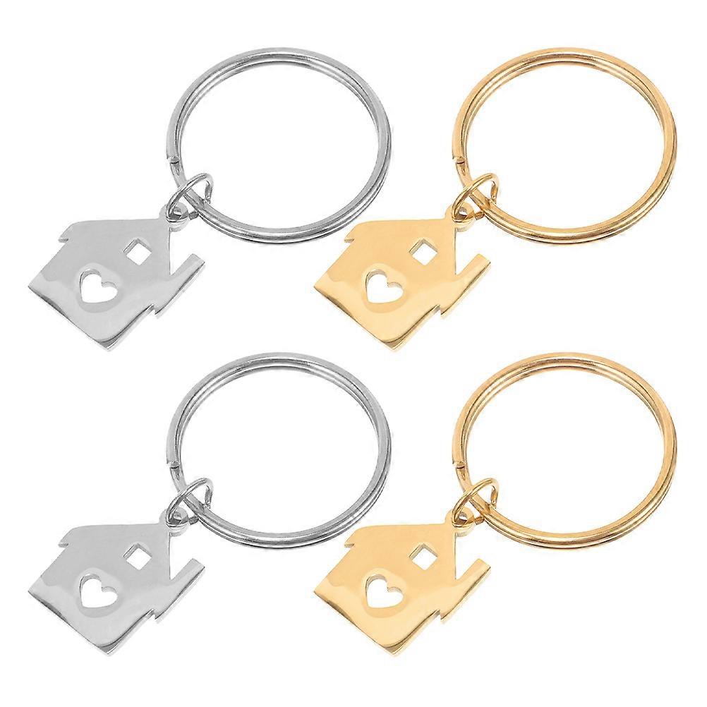 Stainless Steel Keychain Charms Simple Design Key Rings for Purses present Giving 4Pcs