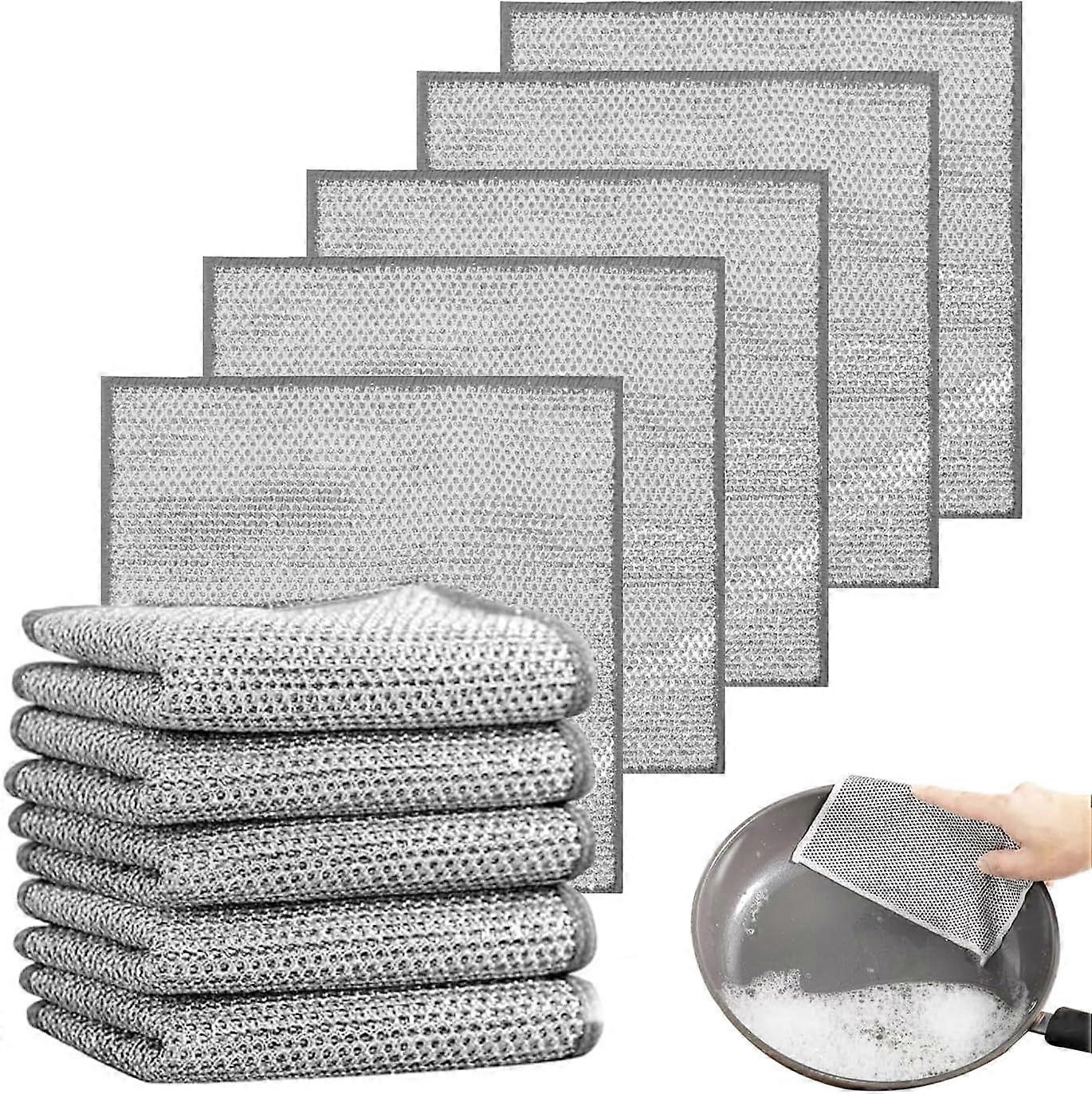 10pcs Multifunctional Anti-Scratch Wire Dish Cloths, Double Layer Wire