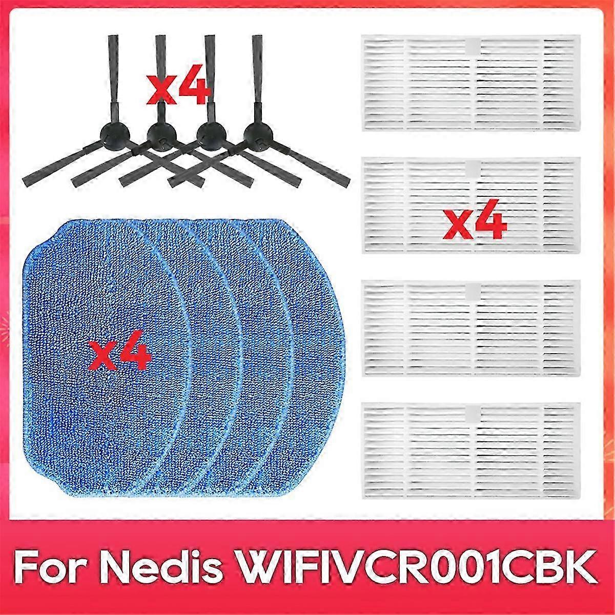 For Nedis WIFIVCR001CBK Side Brush Filter Mop Robot Vacuum Cleaner Accessory Spare Parts -A