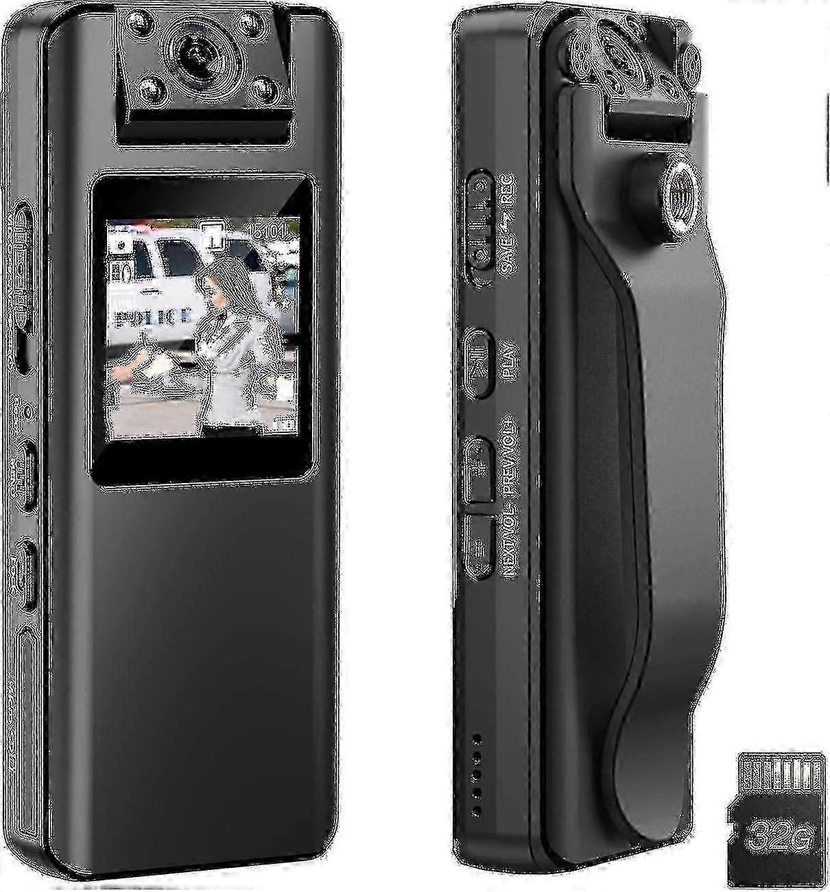 2025 Boblov A22 32gb Body Camera, 1080p Hd Bodycam With Oled Screen To Playback, 180 Rotatable Lens, Port-Yvan