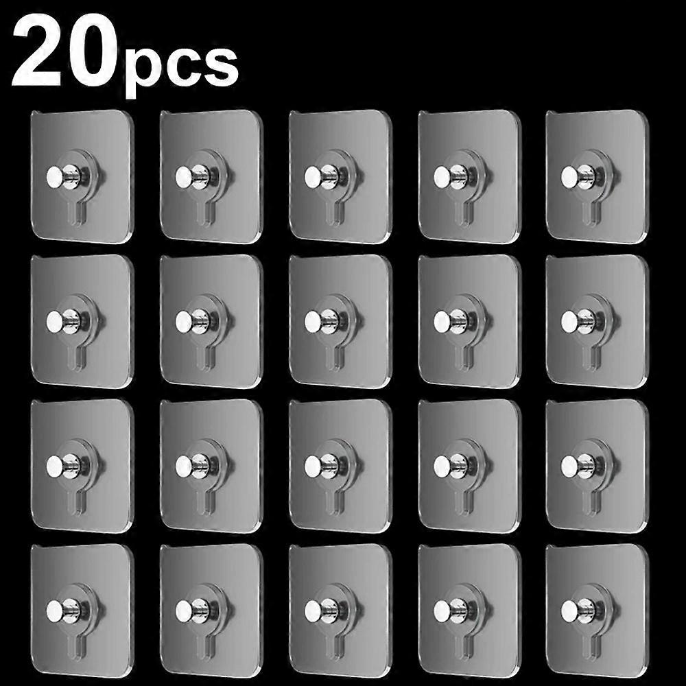20Pcs Transparent Adhesive Hook No Drilling Traceless Wall Mount Screw for Picture Frames Clocks