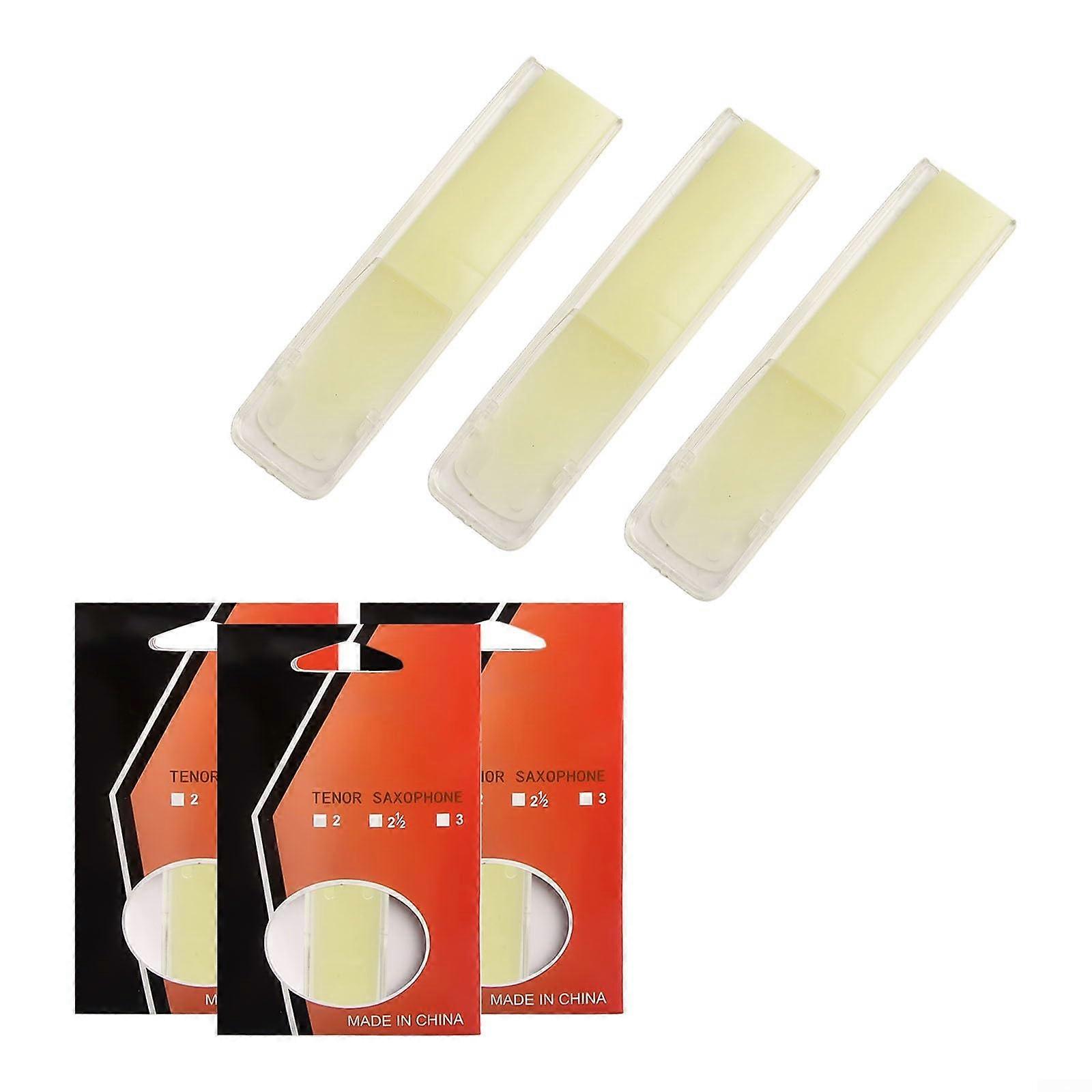 Set of three tenor saxophone reeds made of synthetic material with various strengths to choose from, ideal for practicing (strength 2.5).