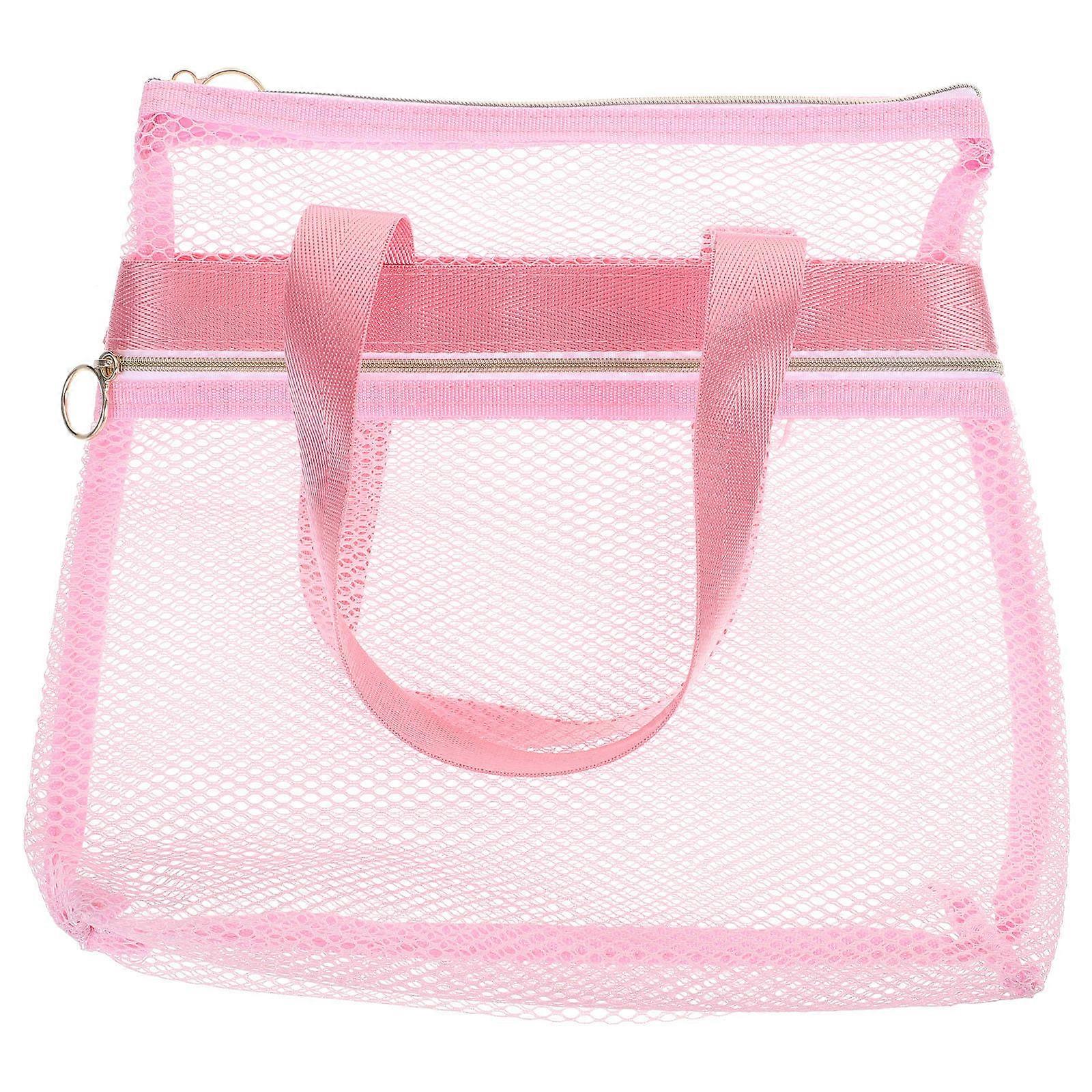 Lightweight Breathable Mesh Travel Toiletry Bag Multi Pocket Beach Tote Durable Organizer for Shells and Essentials Compact Design