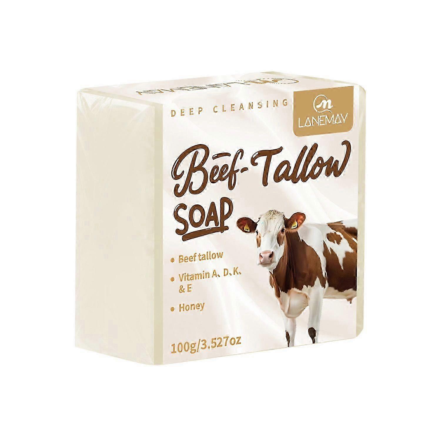 Beef Tallow Soap Bar, All Natural Grass Fed Tallow Soap, Moisturizing Face & Body Wash, Handgjord Bath Soap Perfekt för torr, kliande, känslig hud