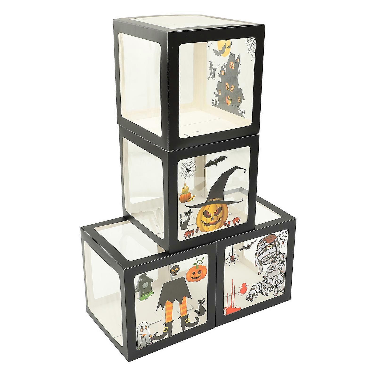 Halloween Party Decoration Balloon Boxes Assorted Color 30X30X30CM Halloween Themed Stickers 1Set