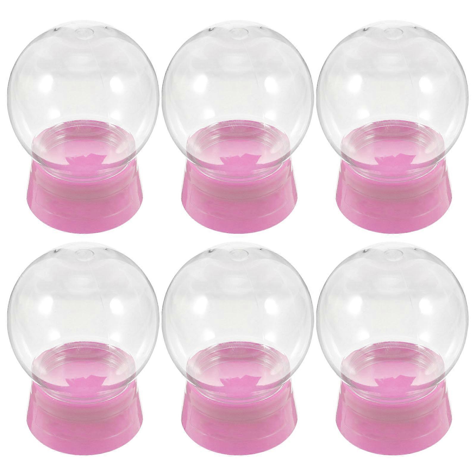 6Pcs Christmas Snow Globe 270 ML DIY Kit Clear Empty Plastic Water Globe Fillable Winter Craft Pink