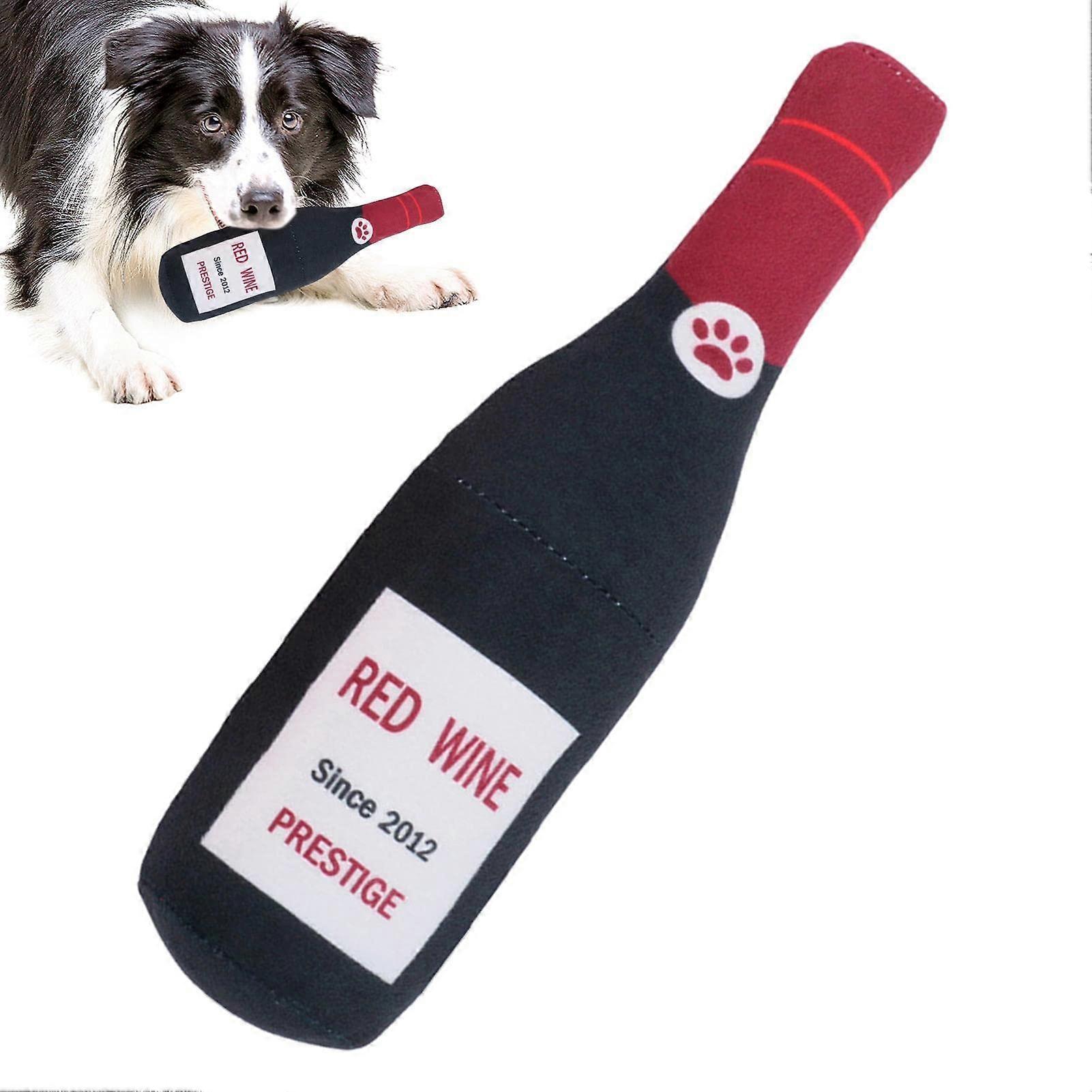 Wine Bottle Dog Toy, Red Wine Dog Squeaky Toy, Dog Toy, Funny Squeaky Dog Toy, Chew Toy for Small, Medium Dogs and Puppies Black