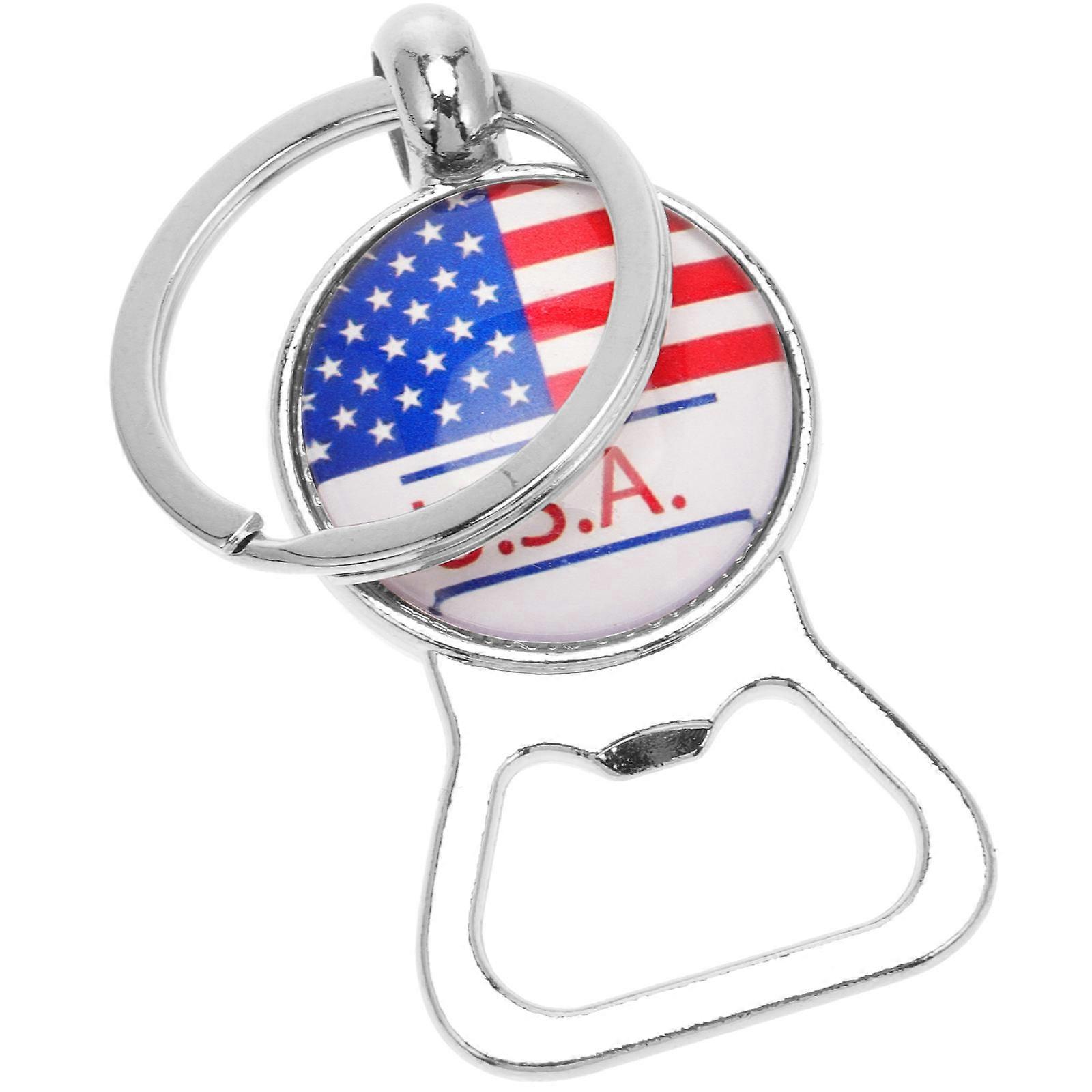 Bottle Opener Design Gift Keychains American Independence Day Key Holder Souvenir Pendant Rotating Key Rings Craft Ornaments