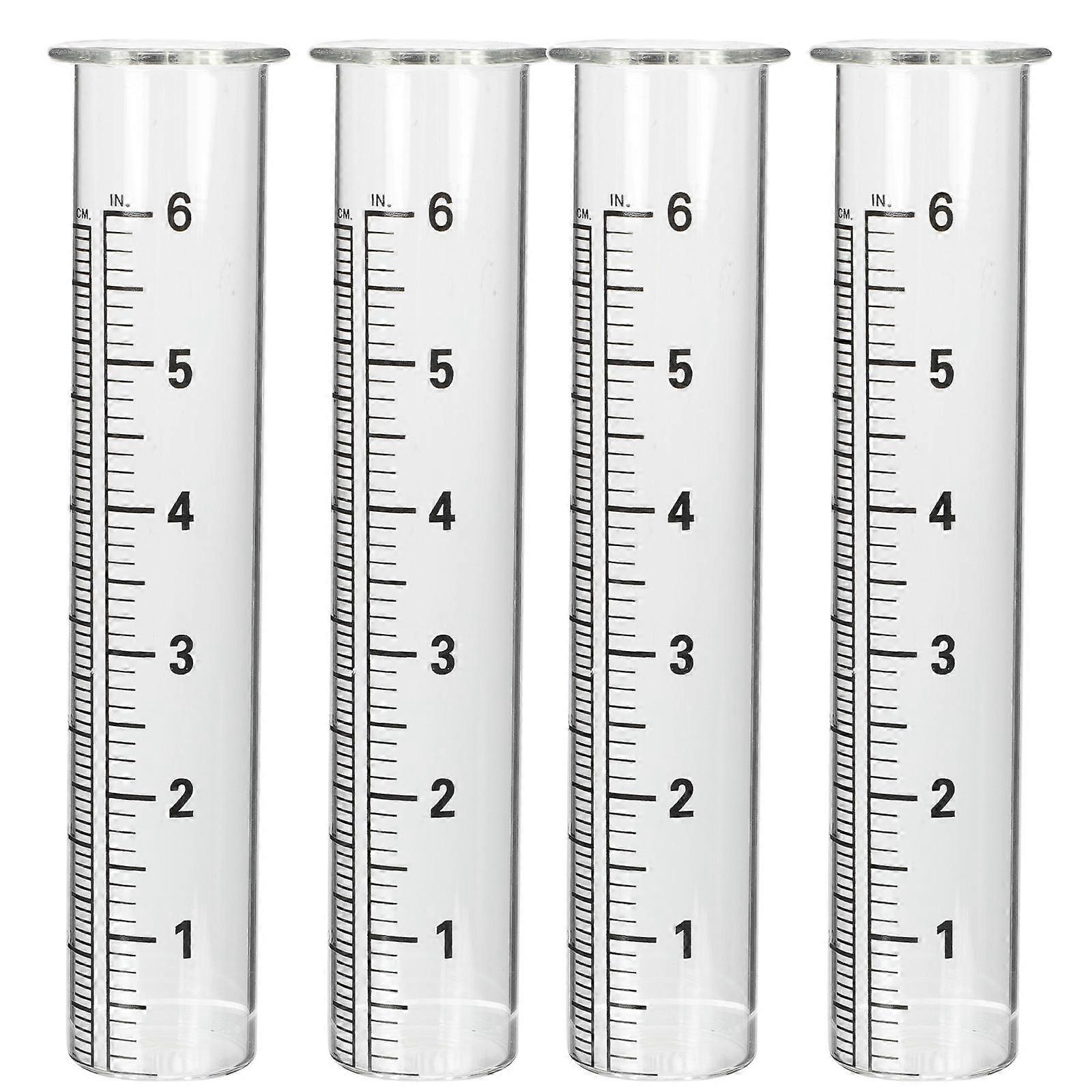 4Pcs Glass Rain Gauge Tubes for Outdoor Rainfall Measurement Cylinder
