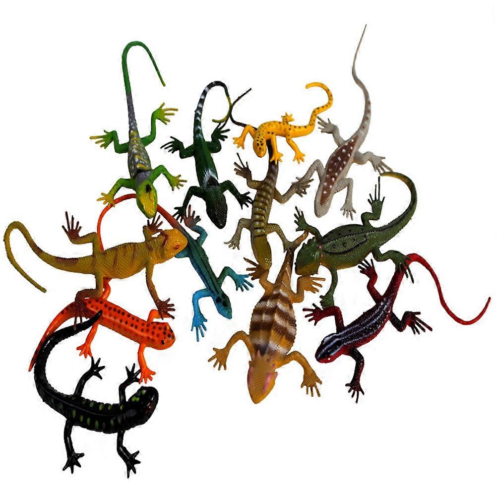 Reptile Figurines For Kids Lizard Model Toys Realistic Plastic Reptile Toys Collectible 9X2CM Assorted Color 12Pcs
