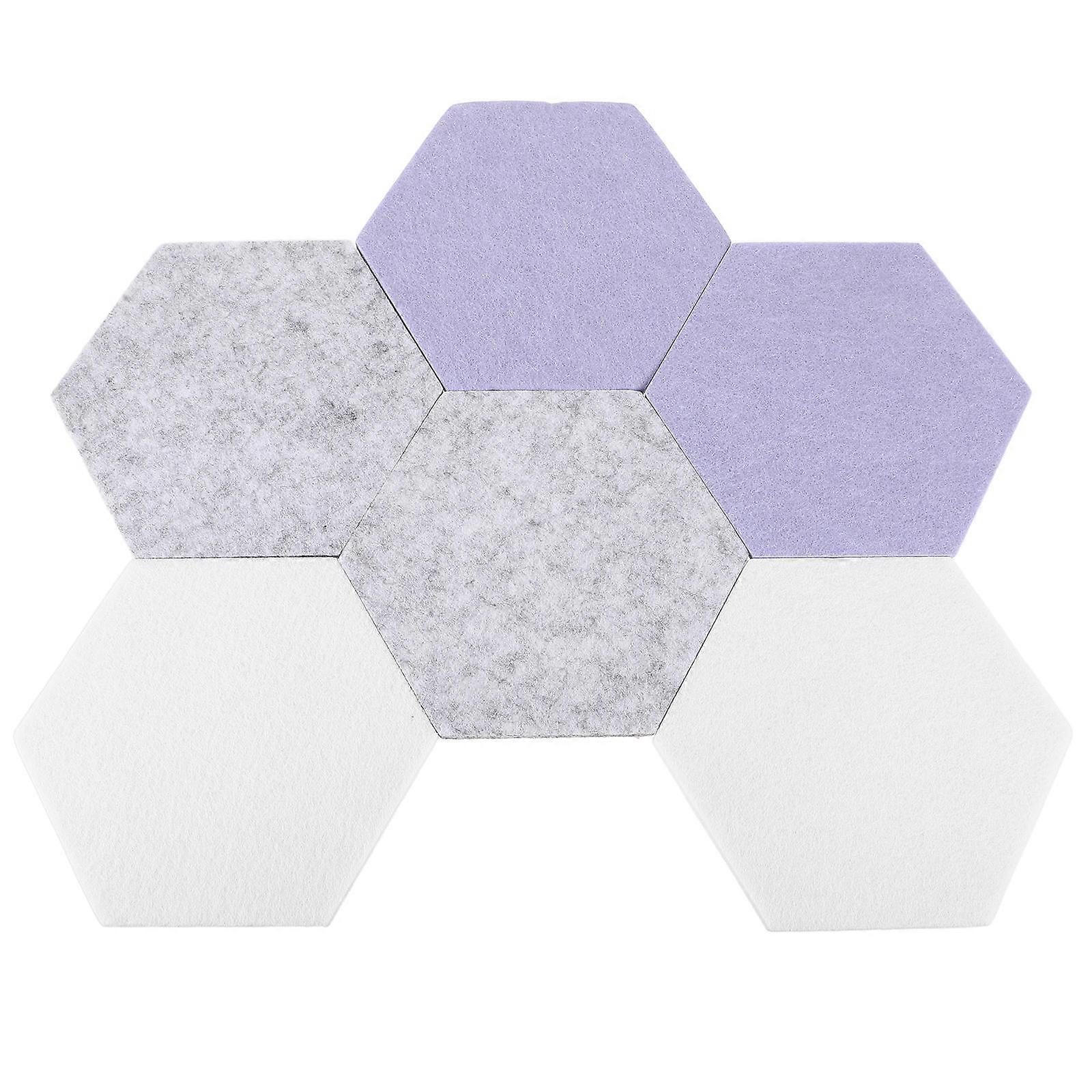 6pcs Hexagon Felt Message Boards, Self Adhesive Wall Soundproofing Mats, Multi Functional Bulletin Boards for Photos and Reminders in Home Office