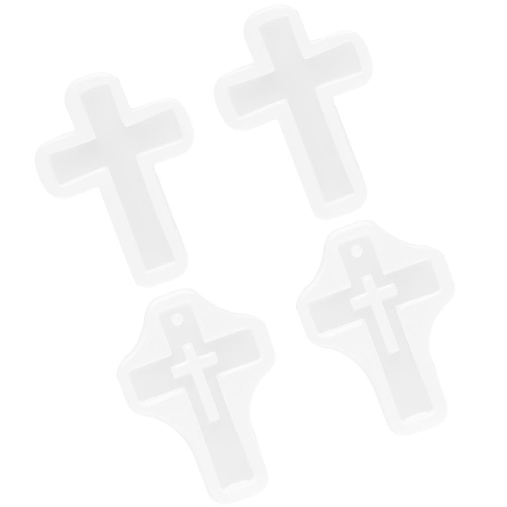 DIY Art Mold with Cross Shapes for Resin Pendant Making Safe Durable Silicone 4Pcs Small Size