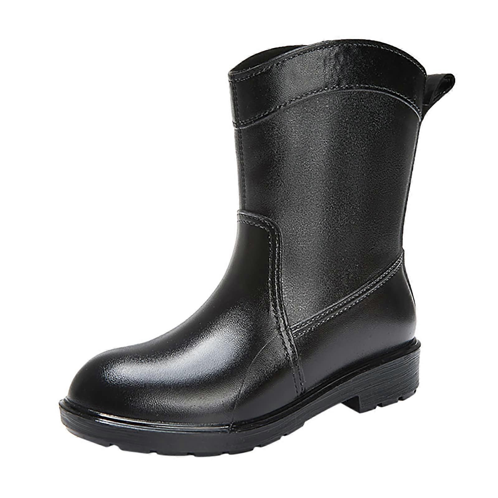 rain boots with wide calf, women's shoes, nonslip fleece lining, rubber, water shoes, B, 39 EU