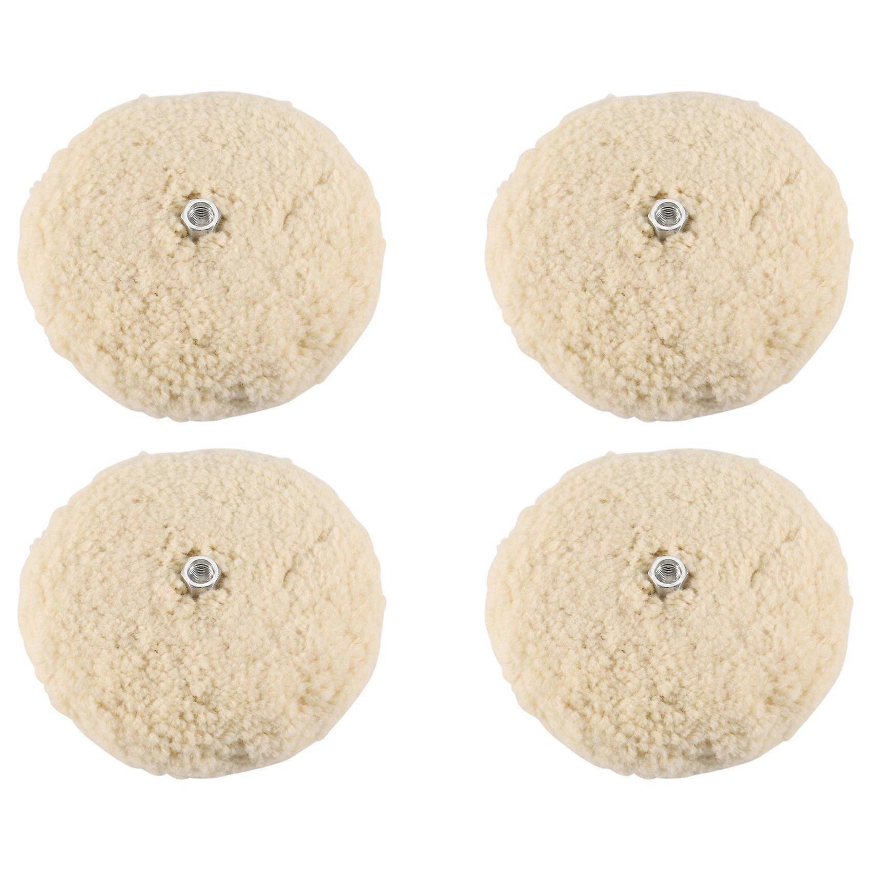 7 Inch Double Sided Wool Polishing Pad Buffing Pad with 5/8 Inch Bolt Wool (Pack of 4)