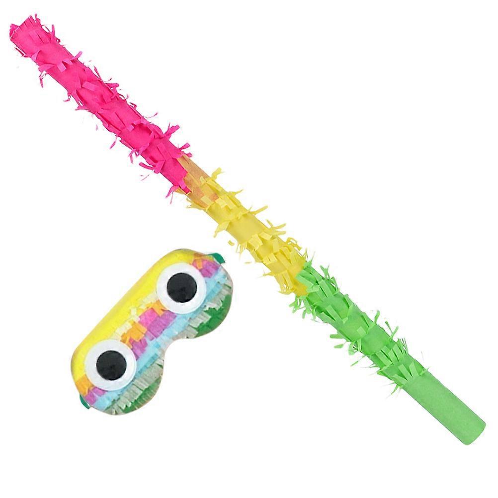 Assorted Color Pinata Stick and Blindfold for Party 1Set Kit