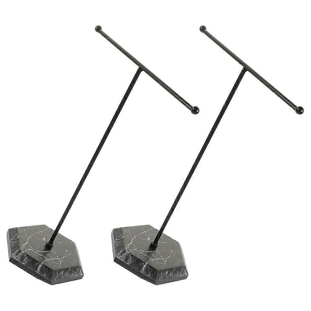 Black Iron and Plastic Jewelry Display Stand for Storage T Bar Design Space Saving Crafts 2 Pcs