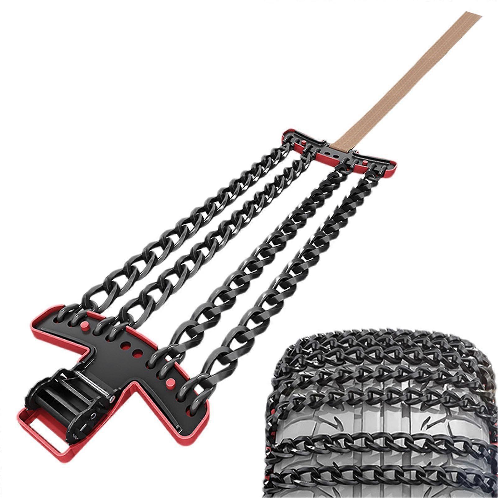Snow Chains for Cars, Adjustable and Reusable Tire Traction Devices, Easy Installation T-Chain for Winter Tires