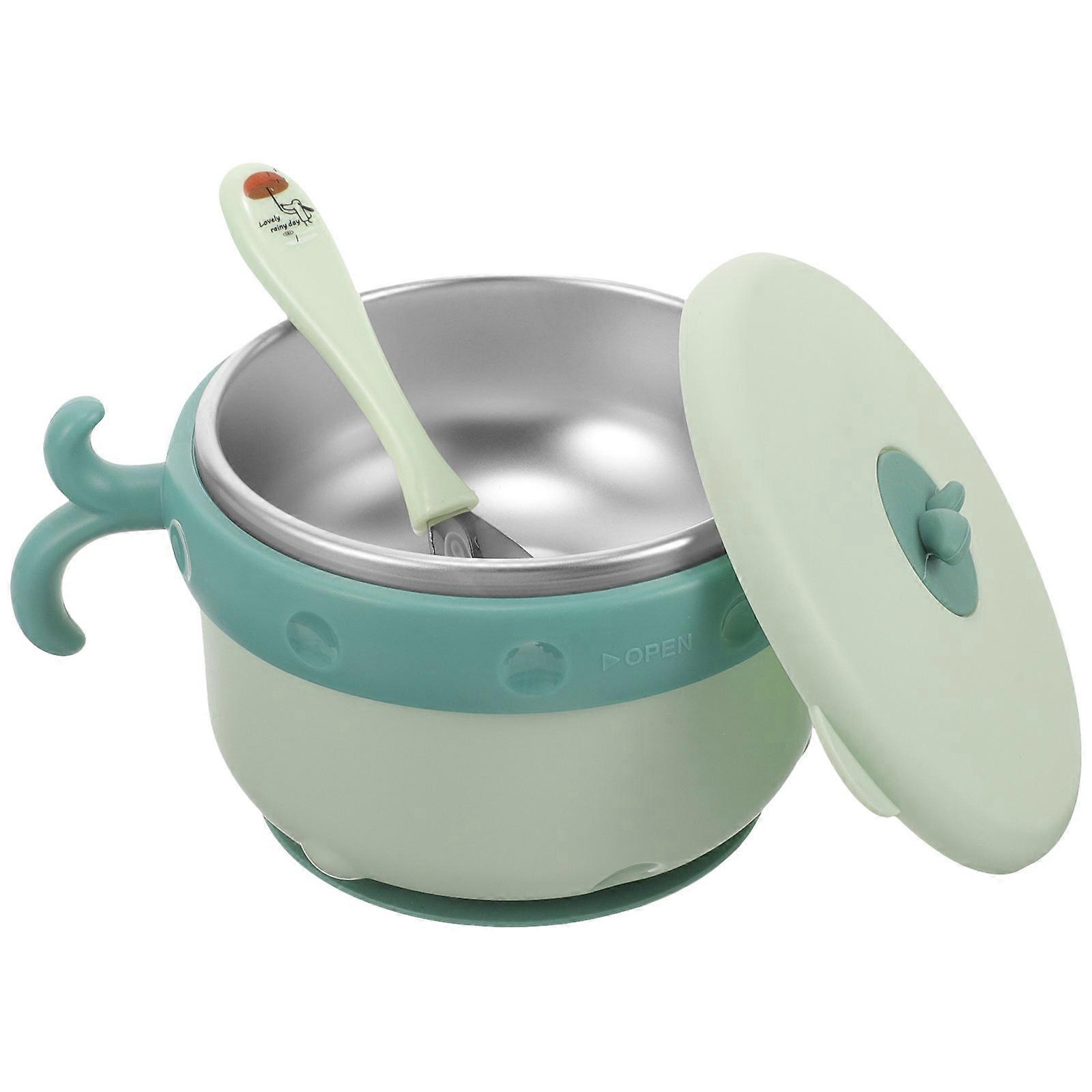 Detachable Stainless Steel Bowl with Insulated Lid & Temperature Sensing Spoon for Feeding and Weaning – Easy to Clean Heat Preserving Tableware