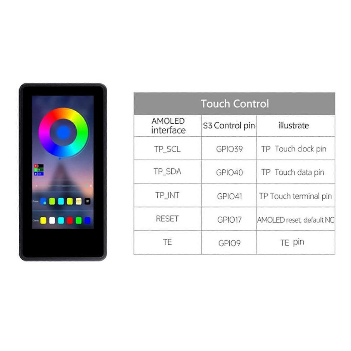 ESP32 S3 1.91inch AMOLED Display Screen with WIFI/BTL PSRAM,B