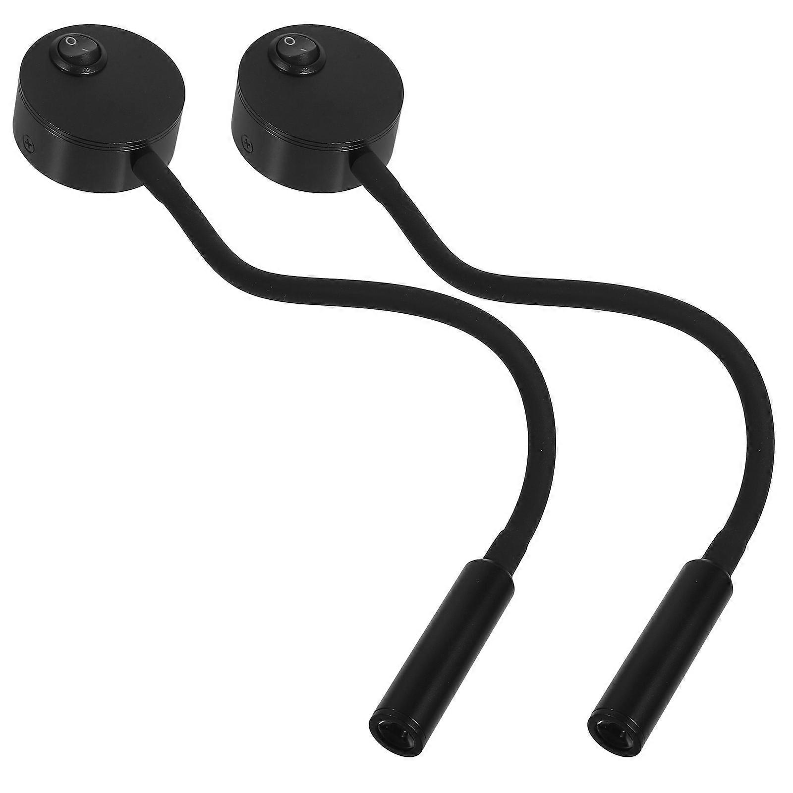 Bedside Reading Lamp 2Pcs LED Wall Mounted Light Non-Glaring Adjustable Direction For Use Black