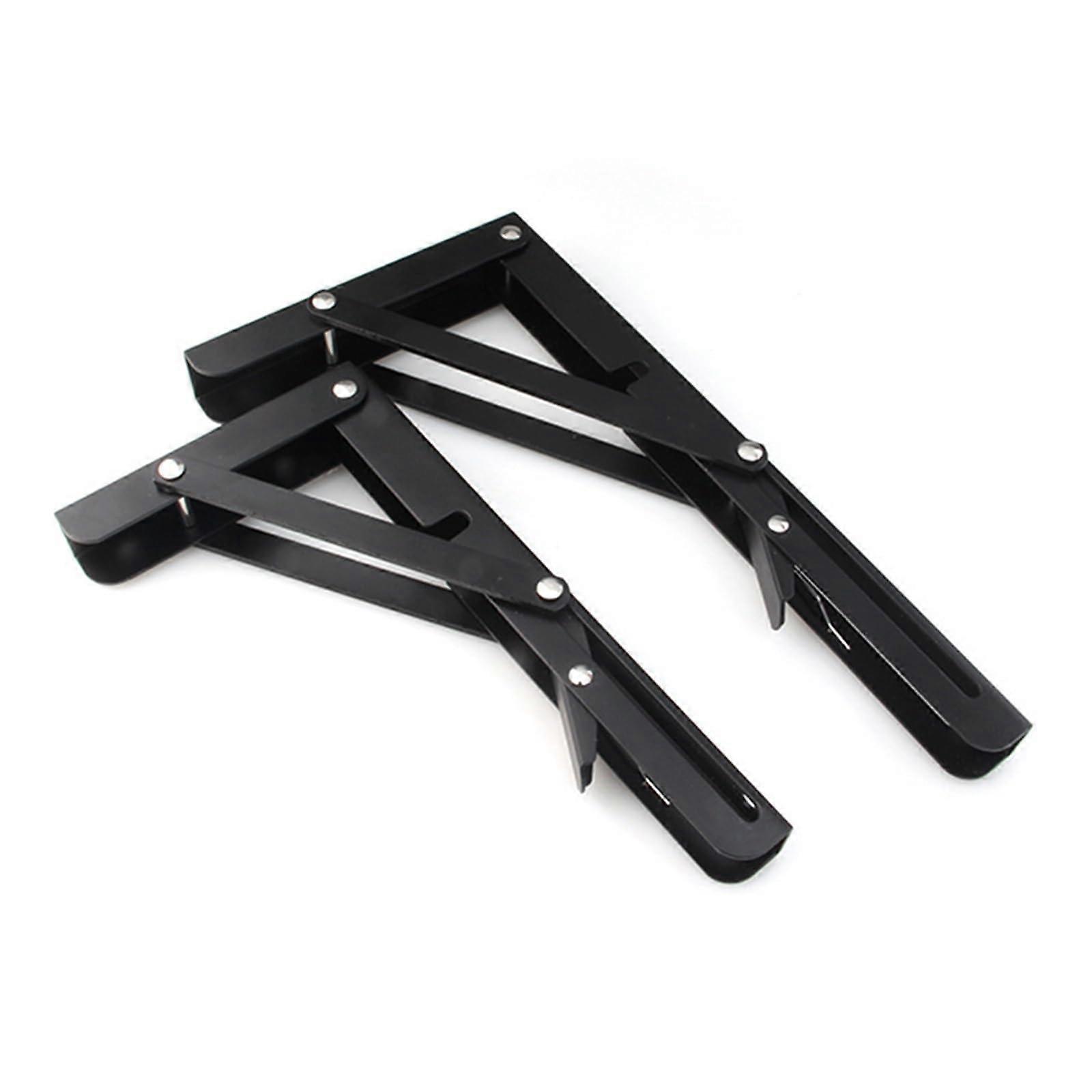 2PCS 820 Inch Black Triangle Folding Angle Bracket Adjustable Wall Durable Storage Shelf Bracket DIY Home Table Bench (Color: 10 Inch Length)