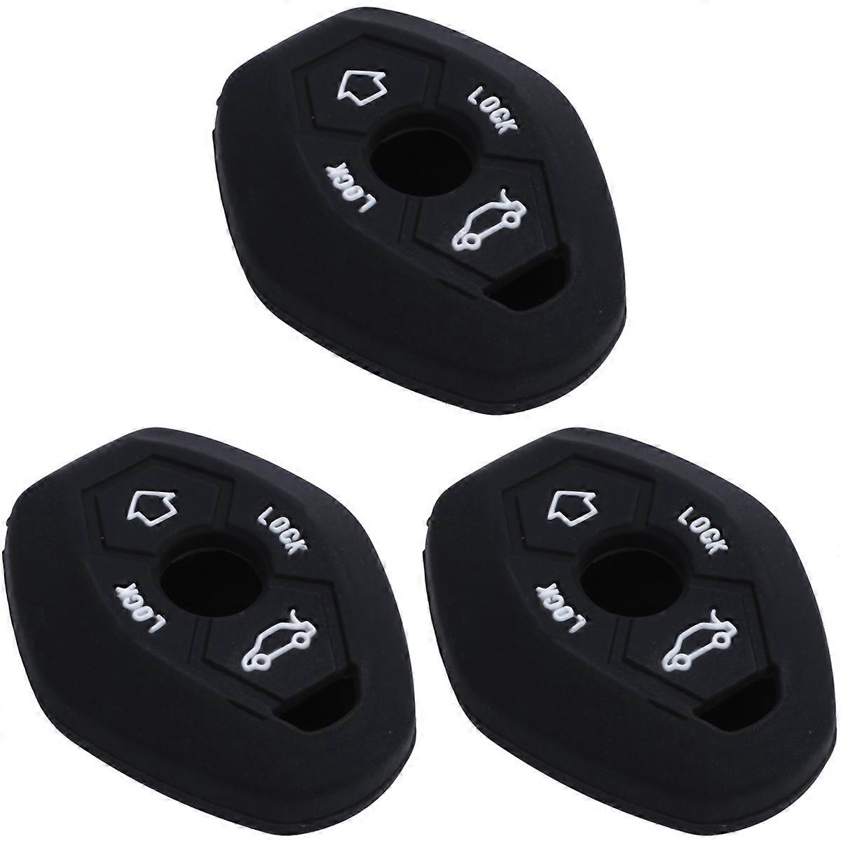 3X 3 Button Remote Key Fob Silicone Case Cover for E46 E39 E63 E36 E81X5 Z3 Z4, Black