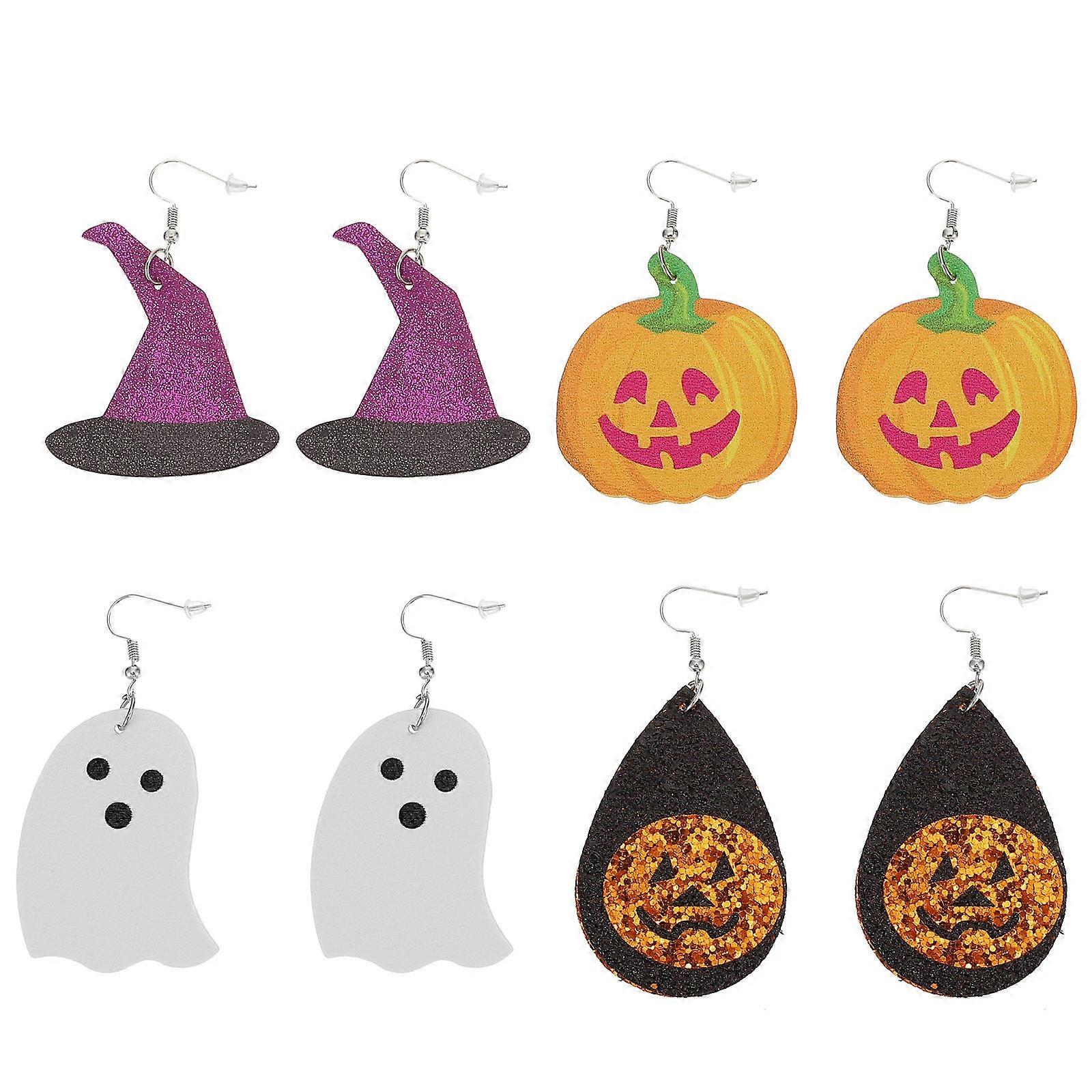 Halloween Ear Drop 4Pairs Assorted Color Halloween Earrings with Festive Charm for Home Use