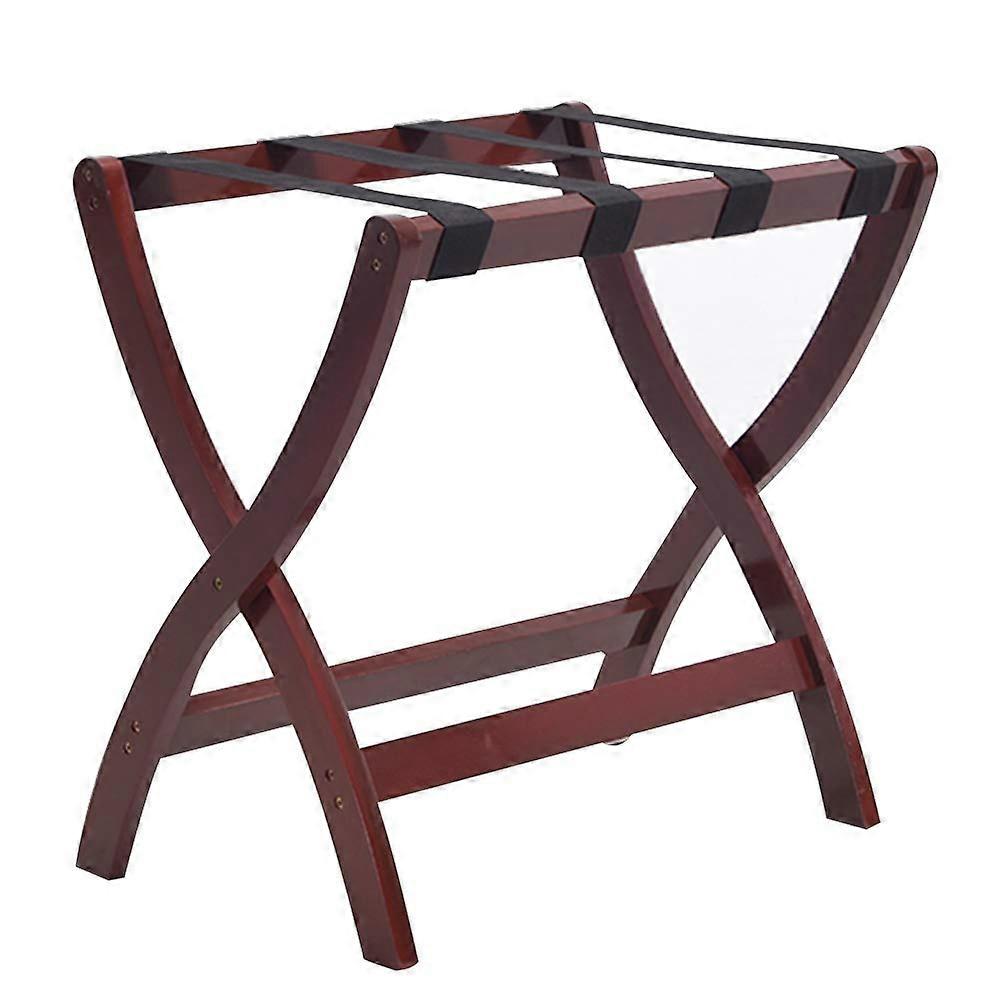 Solid Wood Suitcase Stand With Nylon Strap, Foldable Shoe Rack, 4 Color Options