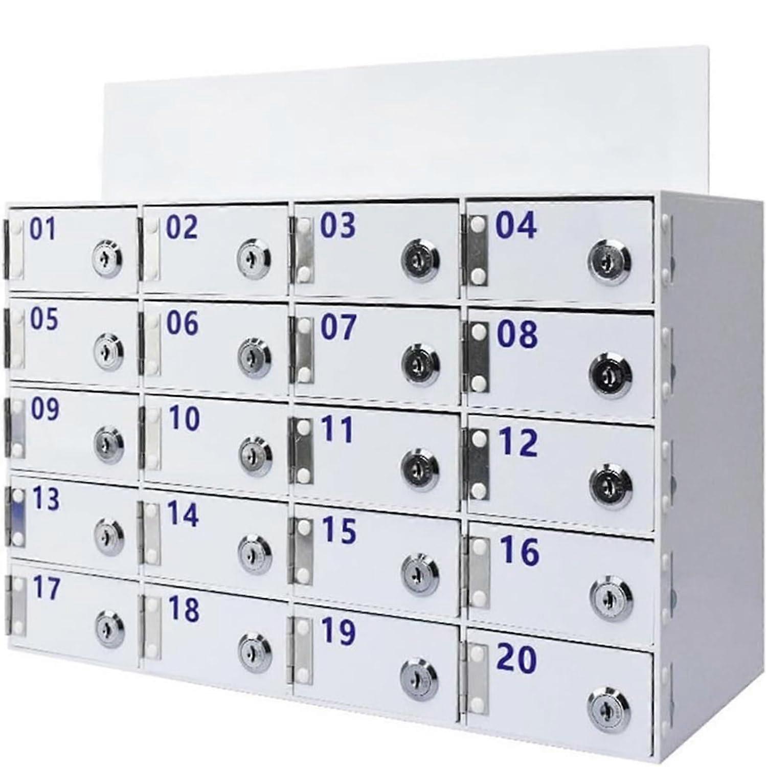 Acrylic phone locker with 50 compartments and keys for wall mounting – ideal for schools, factories, and offices – secure storage for mobile devices.