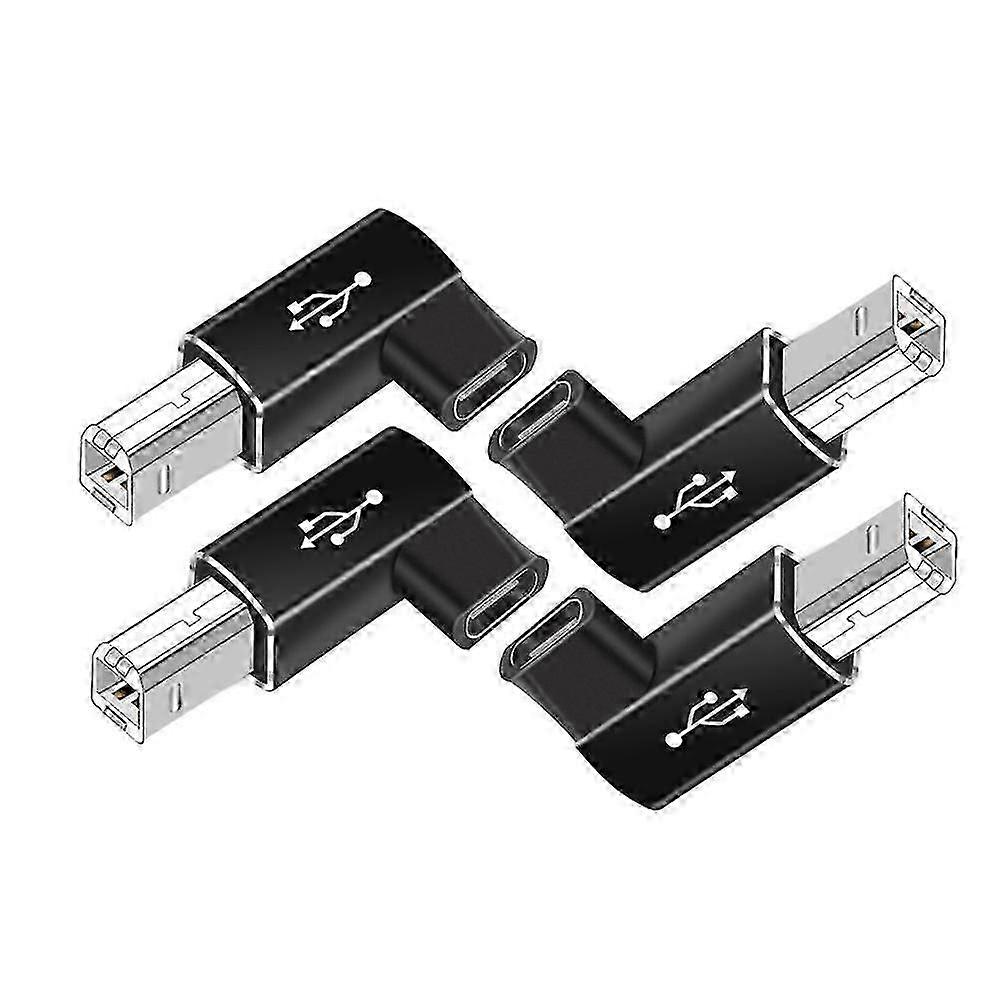 4Pack USB C to Midi 90 Degree Adapter,USB C Female to USB B Male Adapter for Printers,MIDI,Eectric Pianos