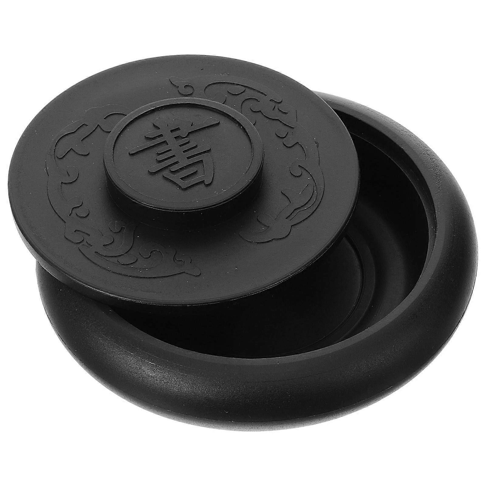 Lidded Calligraphy Ink Slab for Writing and Painting – Portable Chinese Inkstone with Retro Finish, Reusable and Easy to Clean for Students,