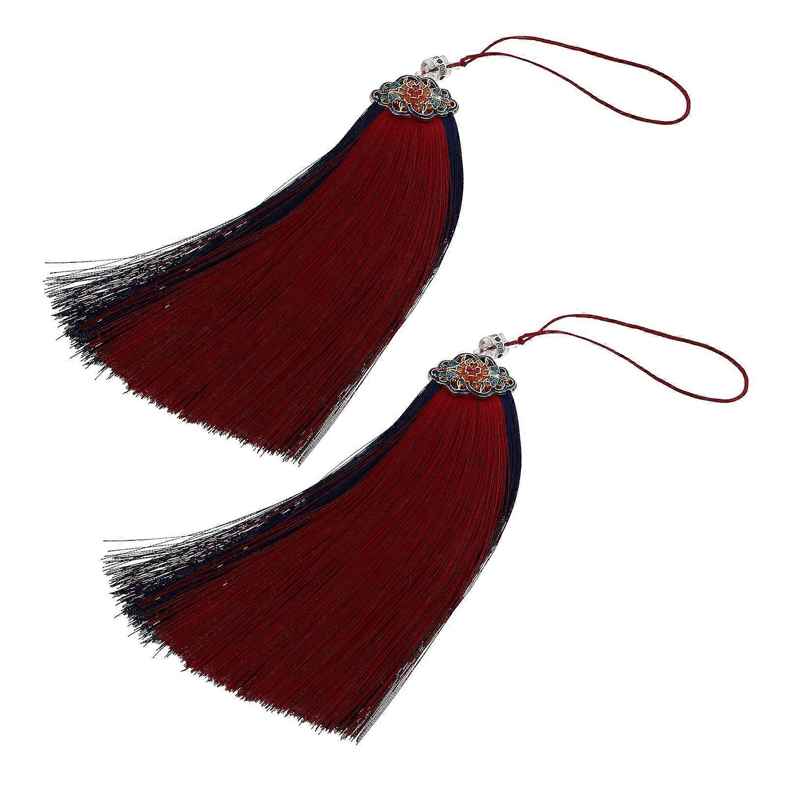 2pcs Chinese Style Double Color Tassel Decor Traditional Hanging Car Home Elegant Window Pendant Durable Material For Chinese Theme

优 后标题（60 80字符）：