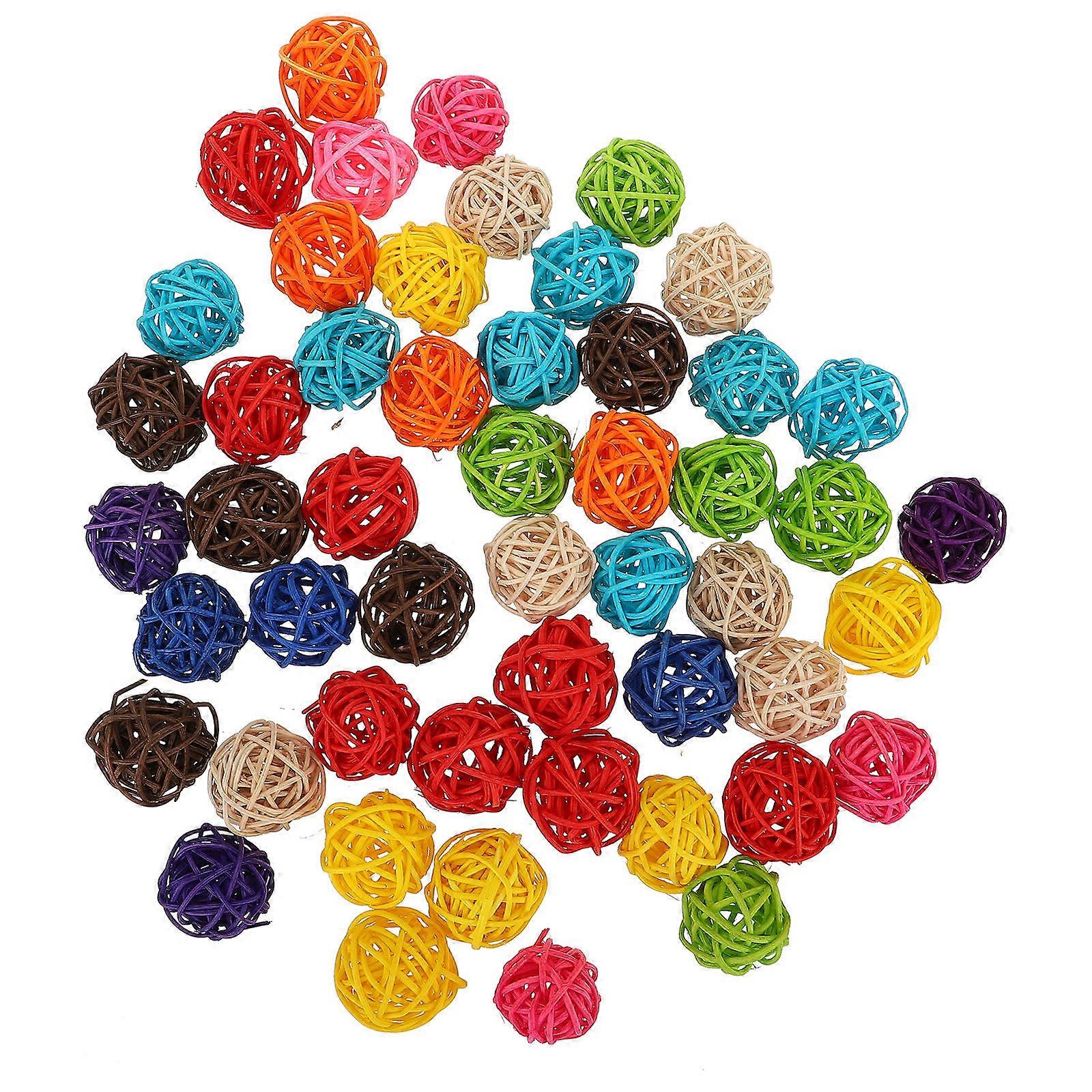 50pcs Colored Rattan Craft Balls – Hollow Woven Orbs for DIY Decor, Tabletop Displays & Party Home Decoration