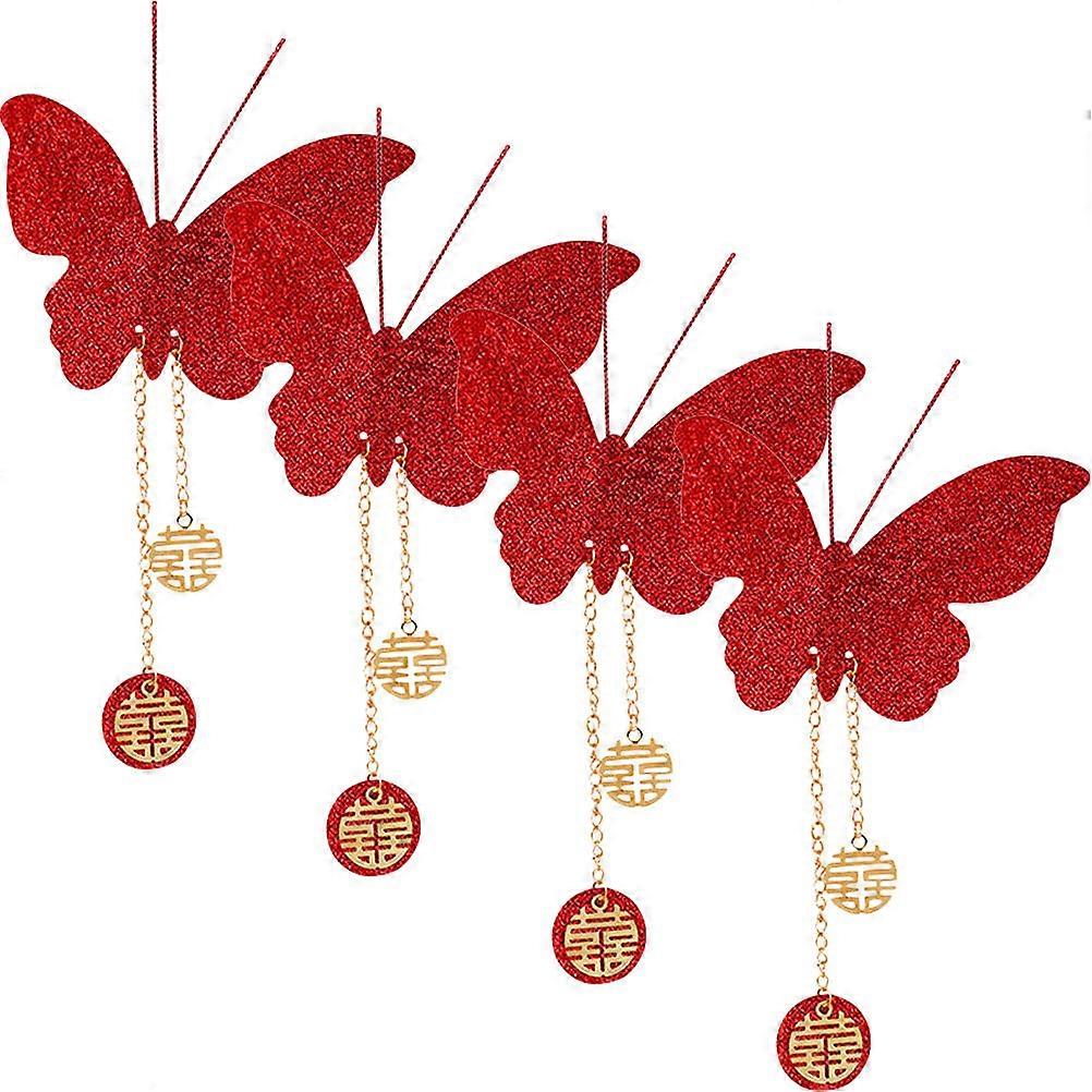 Decorative Butterfly Pendant For New Year Room Decoration And Photography Prop In Simple And Delicate Style 4Pcs