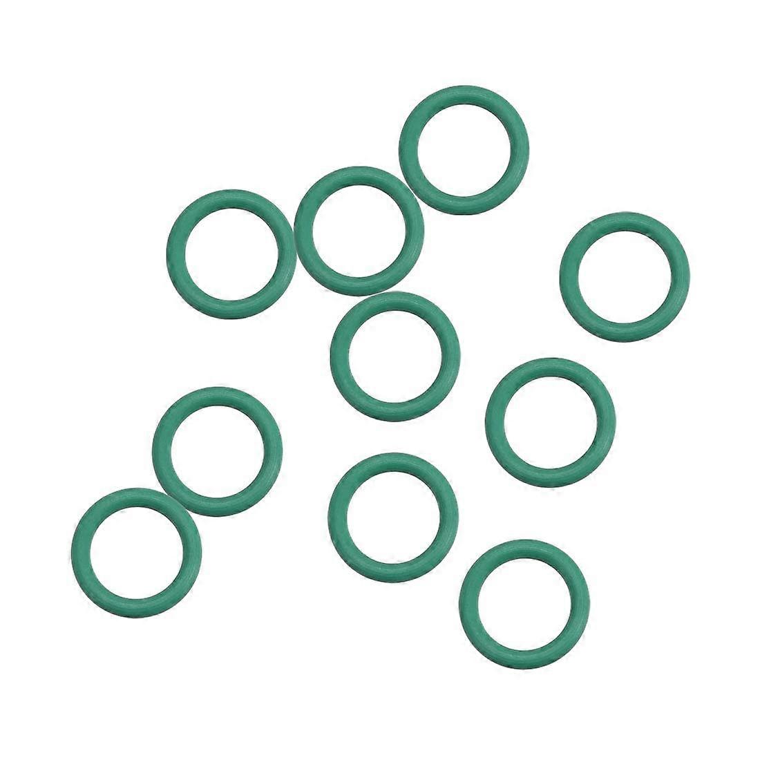 10 pieces rubber Orings FKM seal for machine installation, round shape, 9 mm OD, green, 6 mm ID.