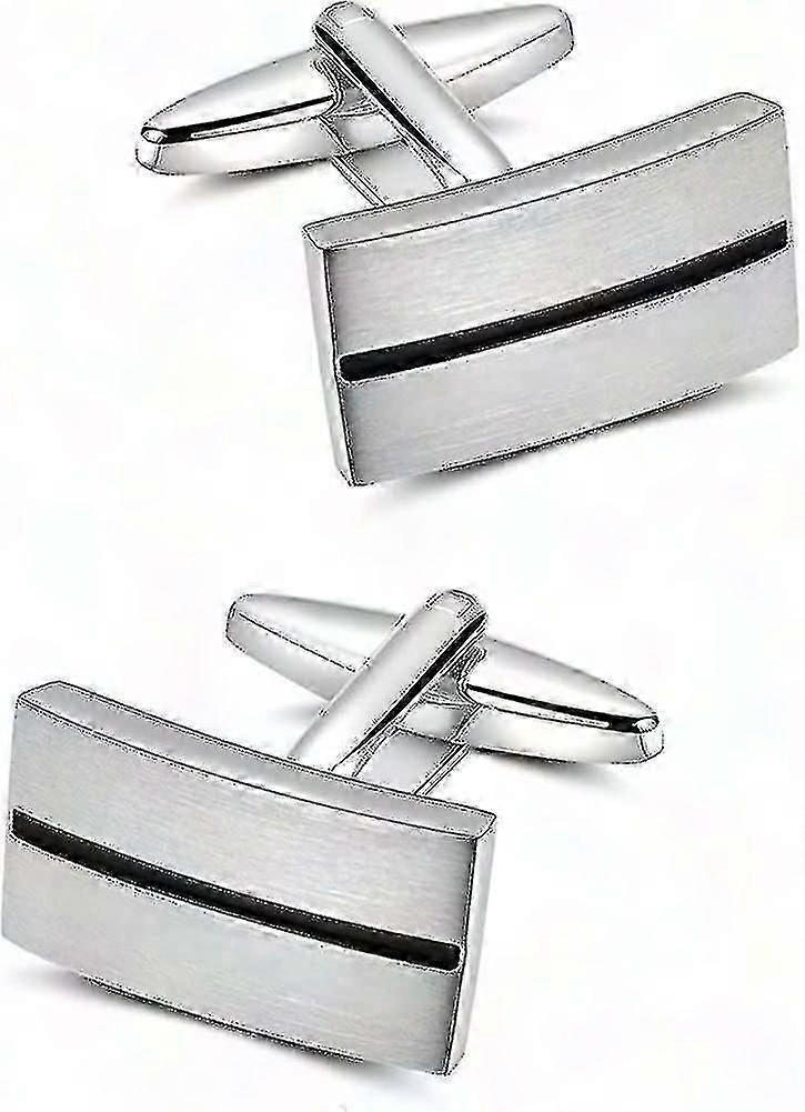 Simple Striped Cufflinks for Men - Geometric Metal Cuff Links