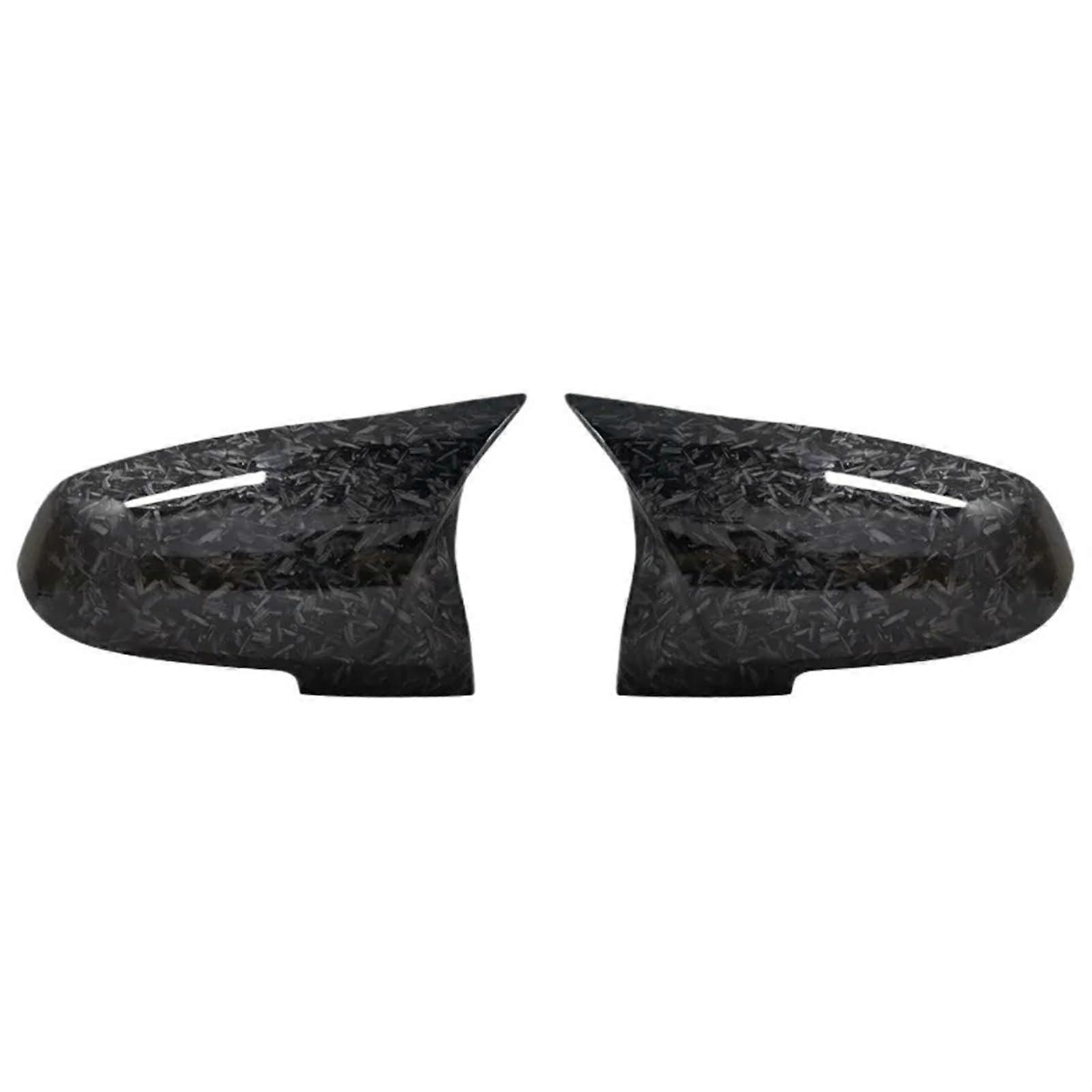 Rear View Mirror Housing Caps Pair Glossy Black ABS Forged Carbon Look Compatible with BMW 1 2 3 4 Series F20 F30 F31 F32 F34 F36 E84 2014-2018