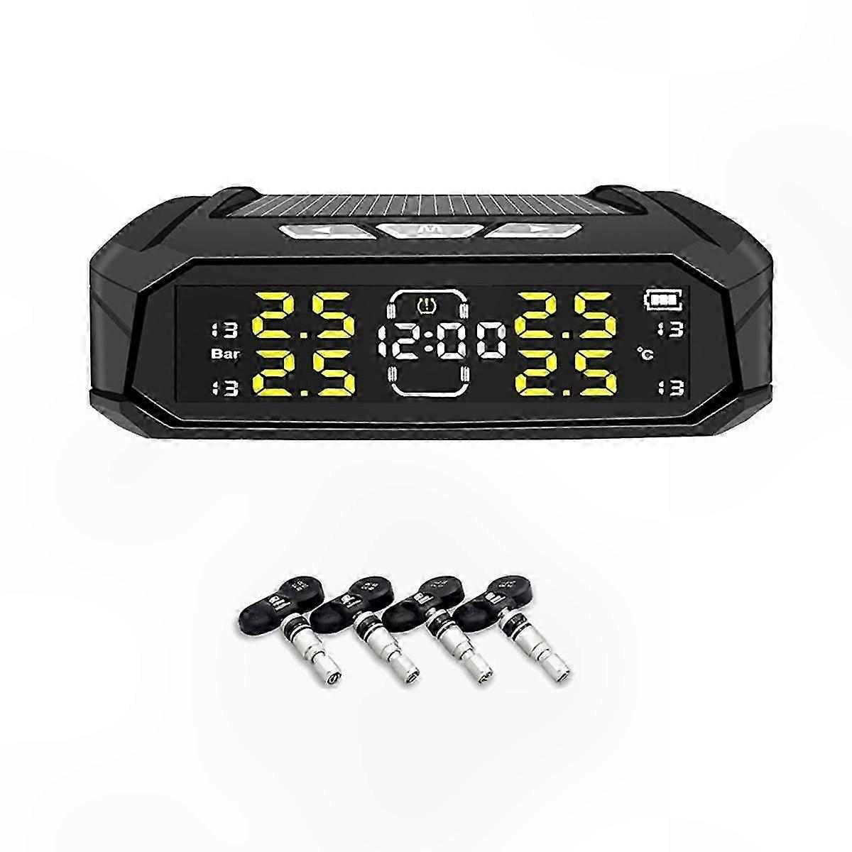 Digital LCD TPMS with 4 Sensors for Tire Pressure Monitoring and Car Security Alerts