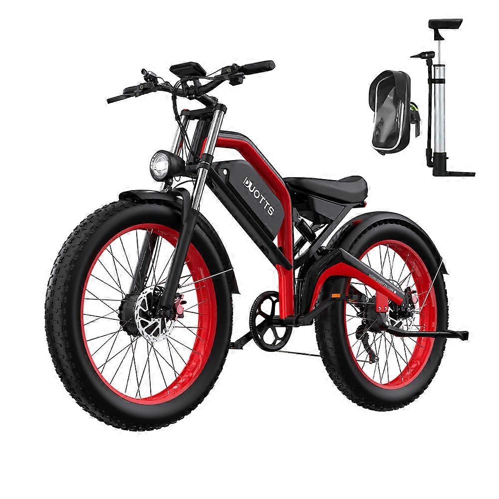 DUOTTS N26 750W Dual Motor 26" Fat Bike 960Wh Moped E-bike 48V 20Ah Battery Red black