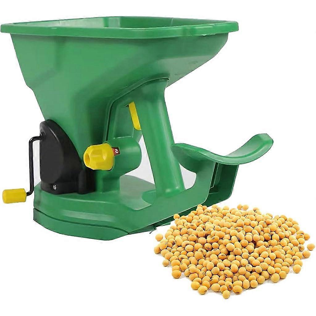 Handheld Seed Spreader Adjustable Gear for Efficient Fertilizing in Gardens Lawns and Small Farms