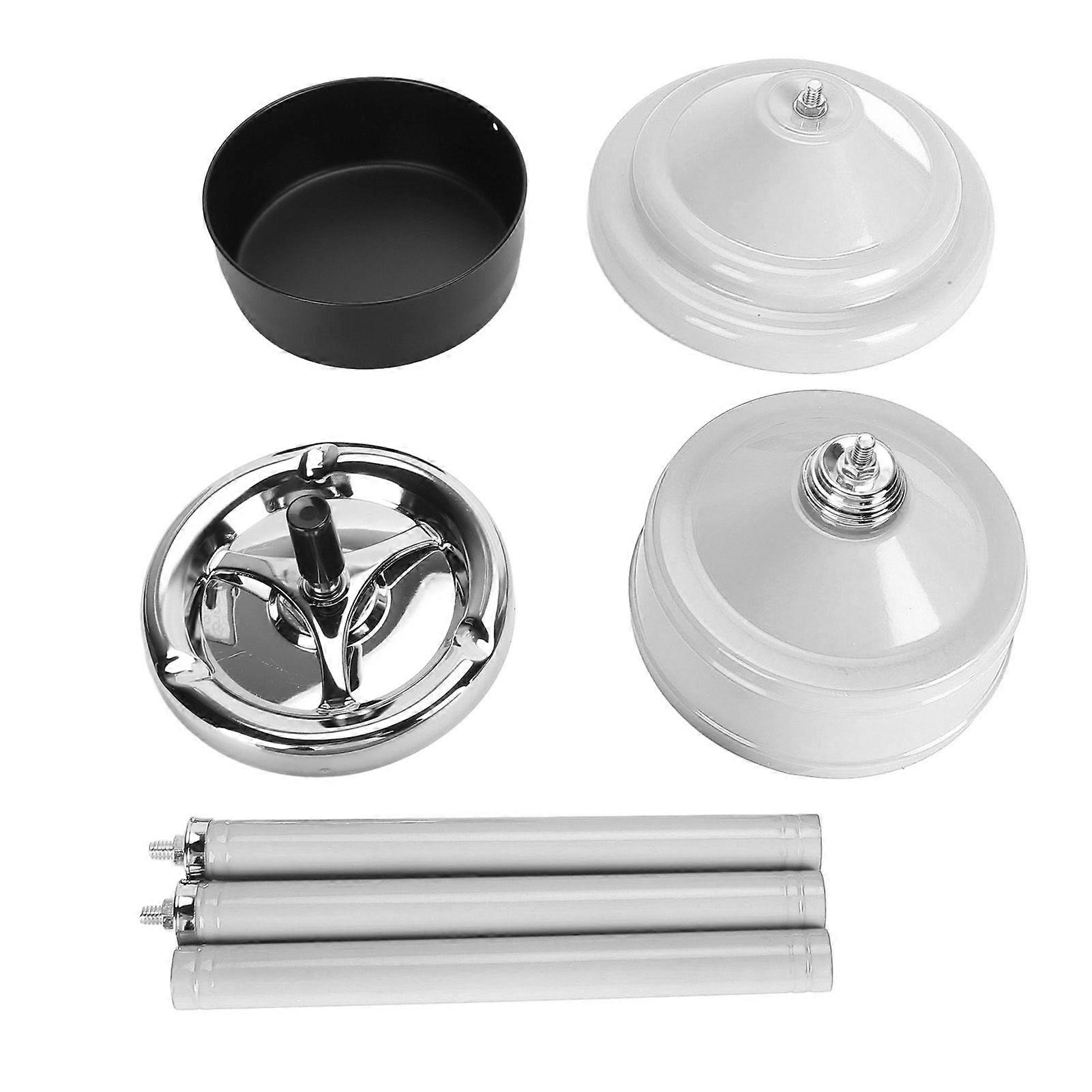 Floor Ashtray Self Cleaning Detachable Adjustable Height Standing Ash Tray with Lid for Restaurant KTV Patio Living Room White