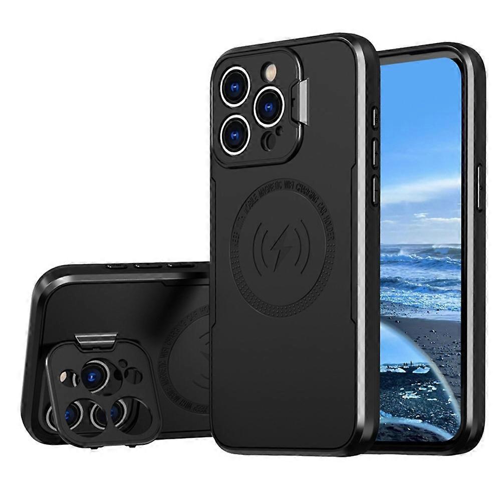 Bulk Purchasing Compatible For iPhone 15 Pro Max Magnetic Case with Lens Guard Kickstand PC + TPU Phone Back Cover
