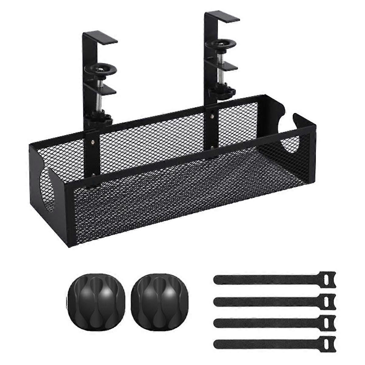 Opening Under-Desk Storage Basket Punch-Free Storage Rack Metal Grid Adjustable Wire Socket Basket