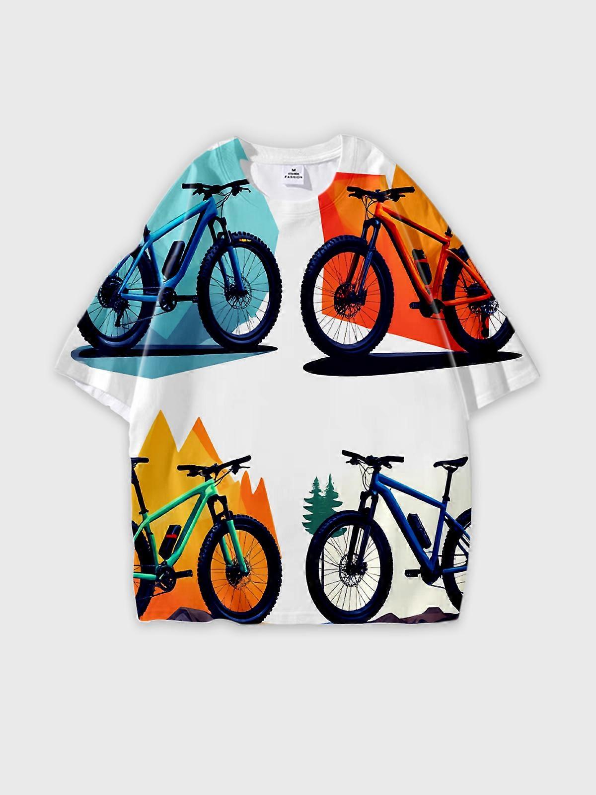 T-Shirt Round Neck, Loose Short Sleeve Pattern Graphic Tee, Unisex Summer Casual Top V3073