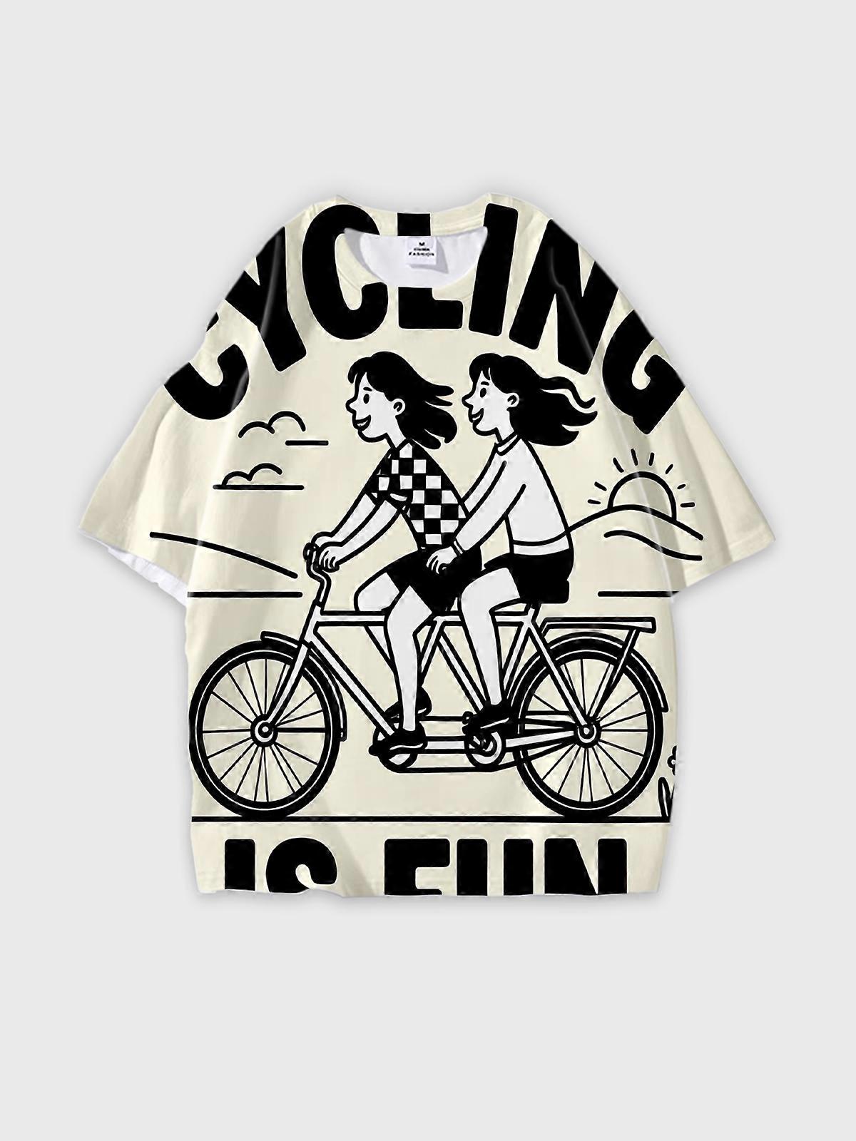 T-Shirt Short Sleeve Round Neck, Summer Casual Loose Graphic Tee, Unisex Pattern V3444