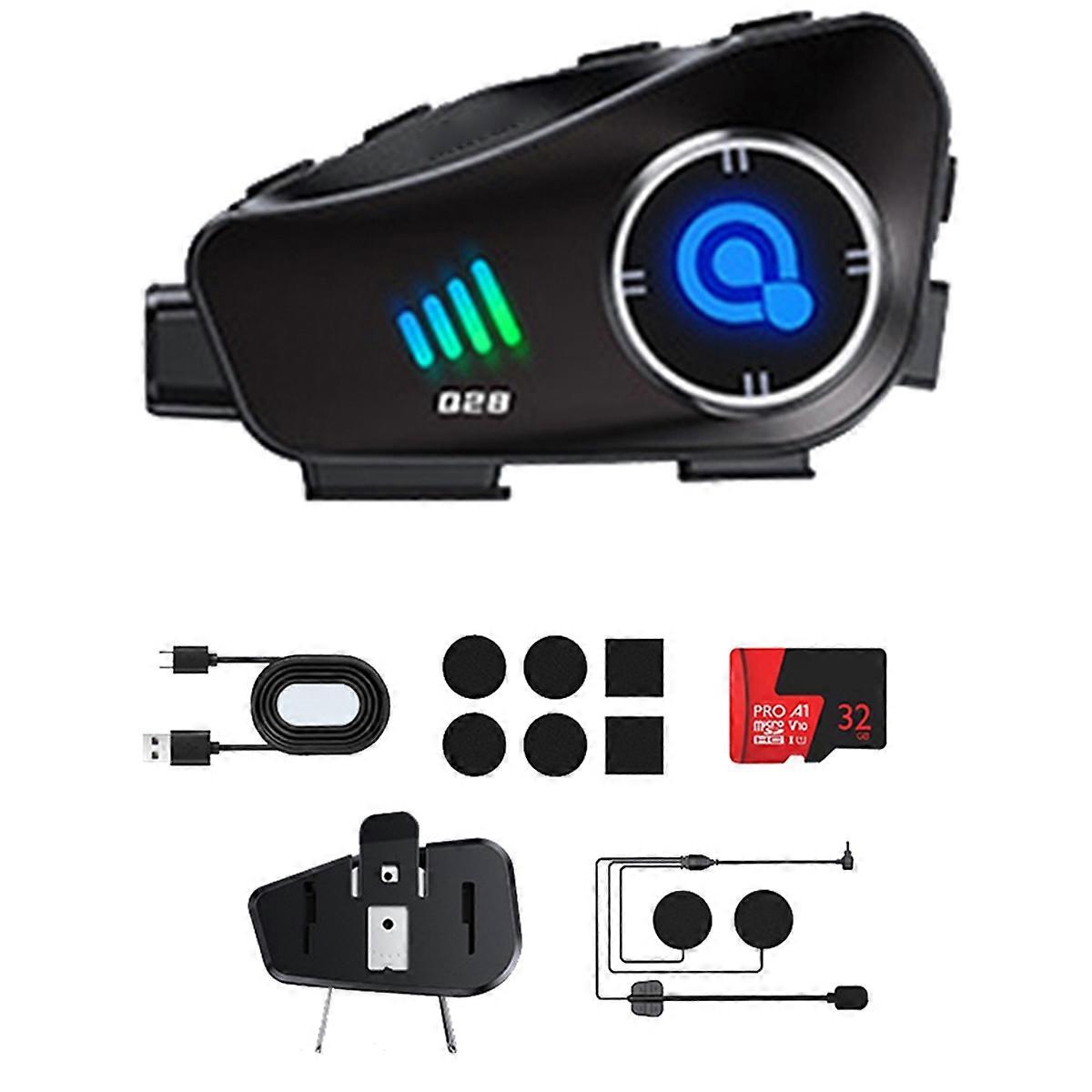 With 32G TF Card Motorcycle DVR 1080P Video WIFI Camera Recorder Handsfree Call HD Waterproof Headphone Helmet Headset