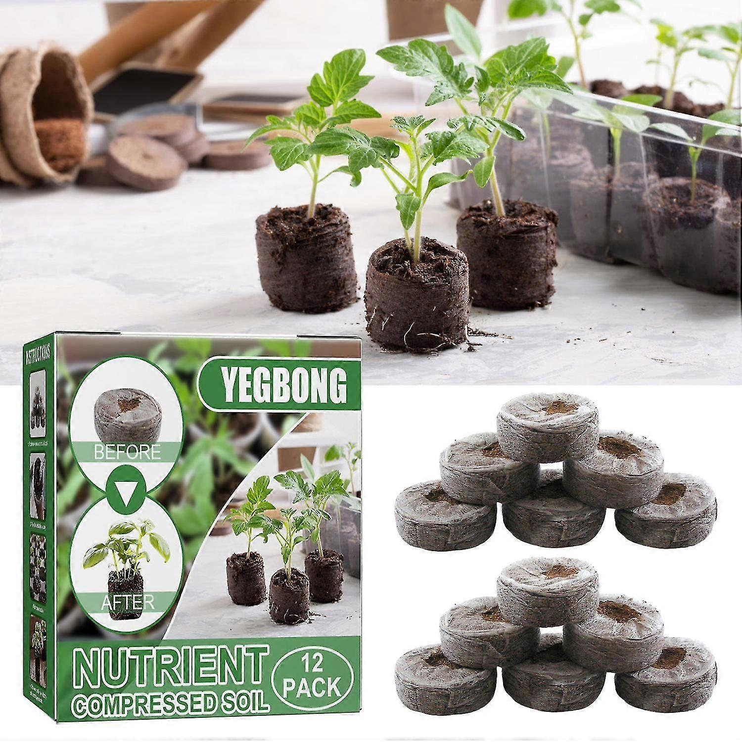 12pcs Seedlings Soil Flower Nutrient Block Seedlings Block Nutrient Soil