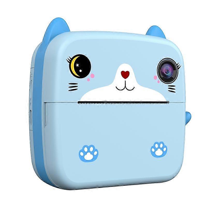 Kids Instant Print Camera A21 Dual Lens 2400W Pixels 1080P HD Video 2.4 Inch IPS Screen with Stickers and Free 32GB TF Card(Blue)