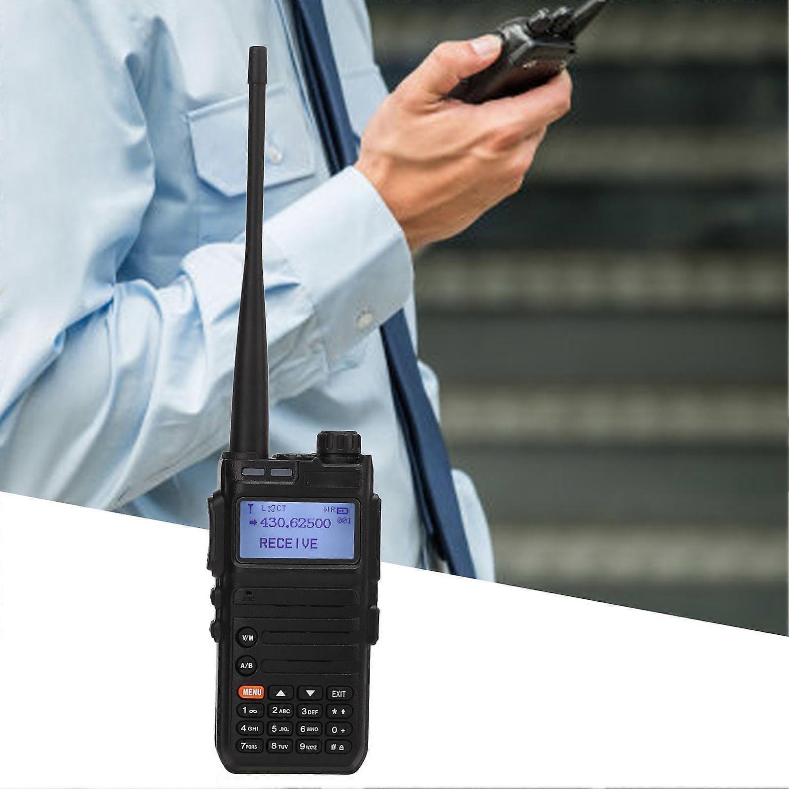 Walkie Talkies Dual Band VHF UHF Two Way Radio SOS Emergency Calling with Charging Bracket AC220V UK Plug 